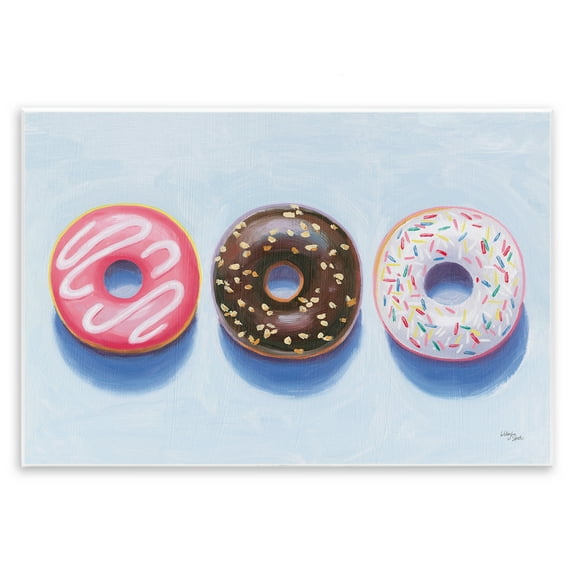 Stupell Industries Three Doughnuts Trio Food & Beverage Painting Unframed Art Print Wall Art, 15 x 10