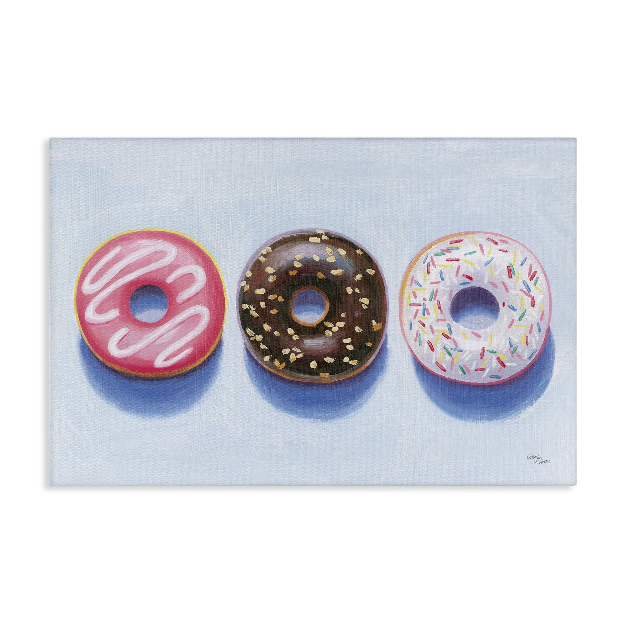 Stupell Industries Three Doughnuts Trio Food & Beverage Painting Wrapped Canvas Art Print Wall Art, 36 x 24