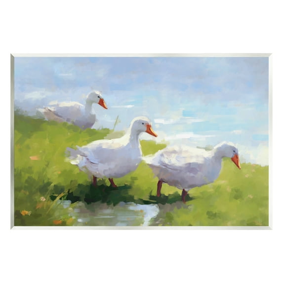 Stupell Industries Three Ducks Landscape Animals & Insects Painting Unframed Art Print Wall Art, 19 x 13