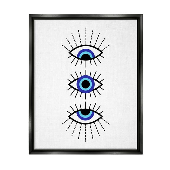 Stupell Industries Three Evil Eyes Pattern Abstract Painting Black Floater Framed Canvas Art Print Wall Art, 17 x 21