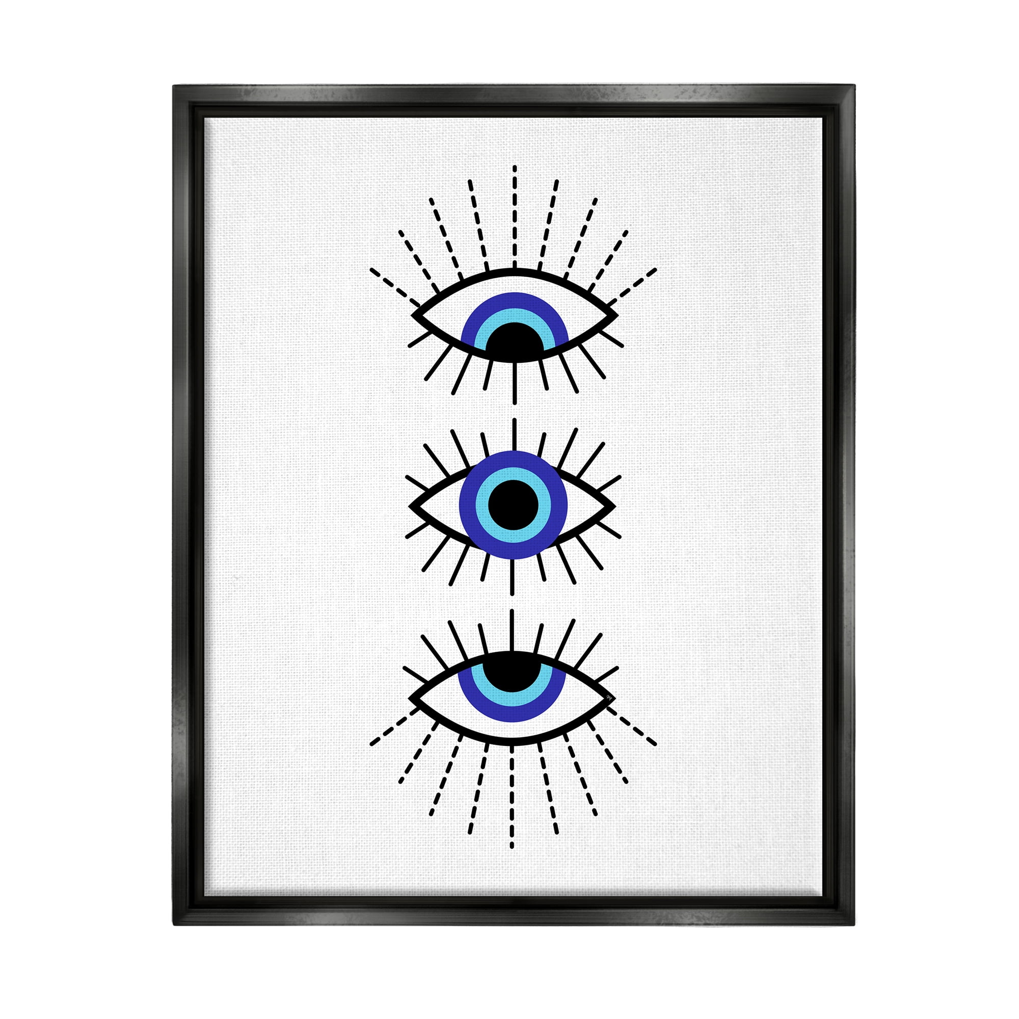 Stupell Industries Three Evil Eyes Pattern Abstract Painting Black Floater Framed Canvas Art Print Wall Art, 25 x 31