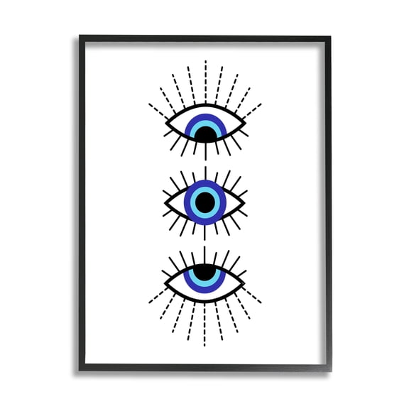 Stupell Industries Three Evil Eyes Pattern Abstract Painting Black Framed Art Print Wall Art, 11 x 14