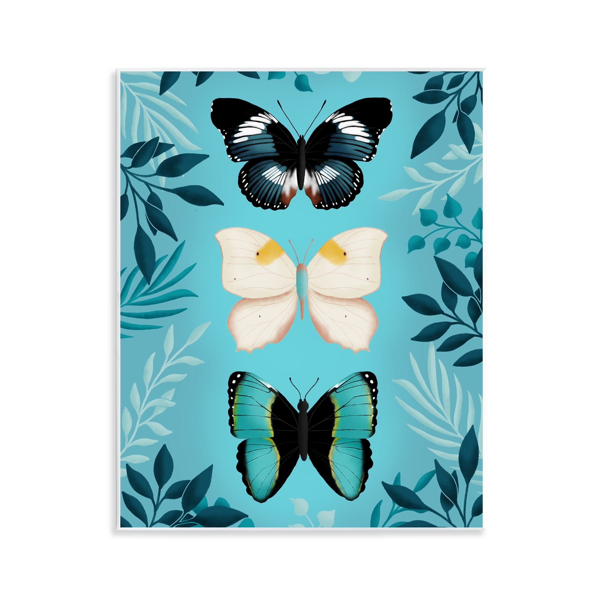 Stupell Industries Three Exotic Blue Butterflies Wall Plaque Art, design by Metka Hiti