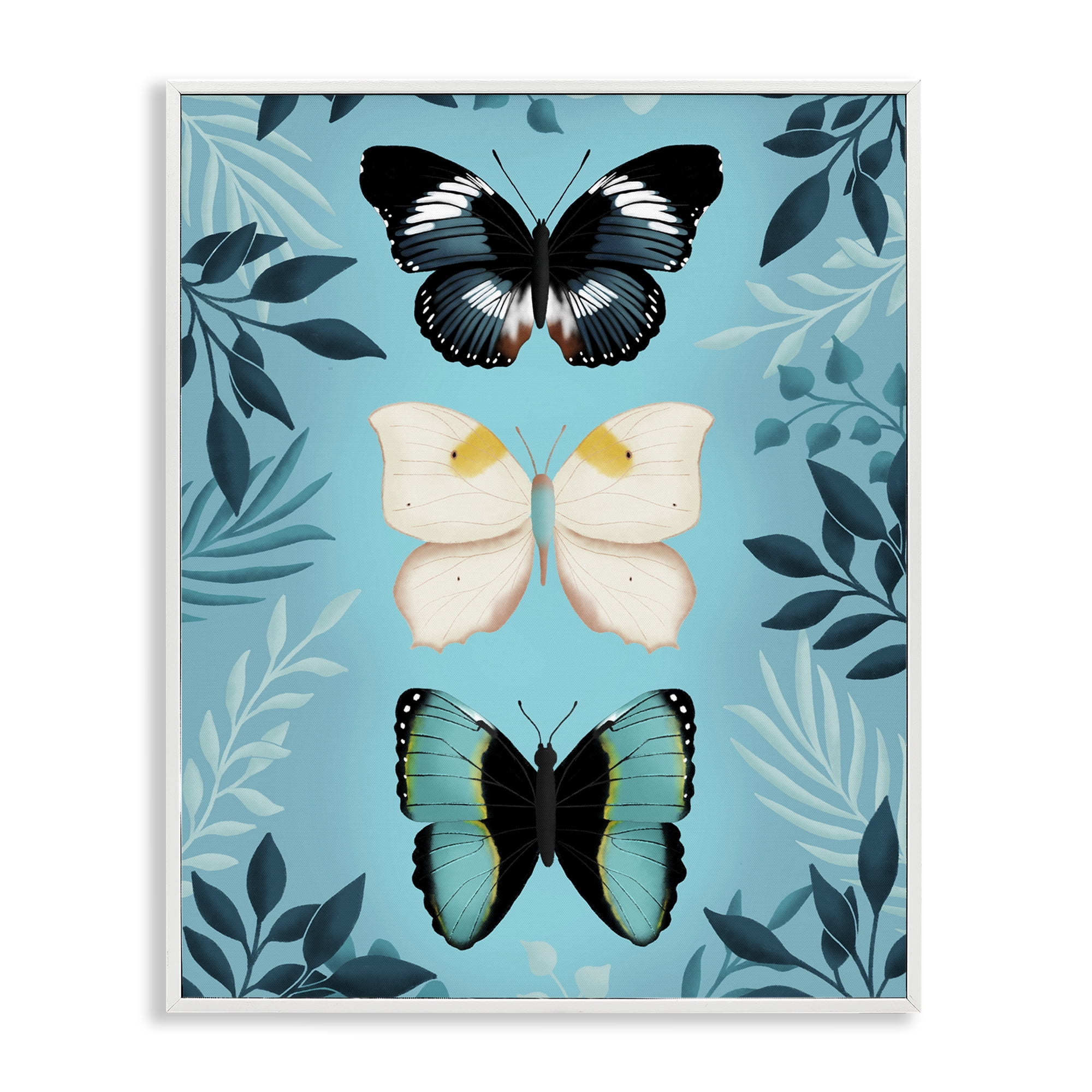Stupell Industries Three Exotic Blue Butterflies White Framed Giclee Art, design by Metka Hiti