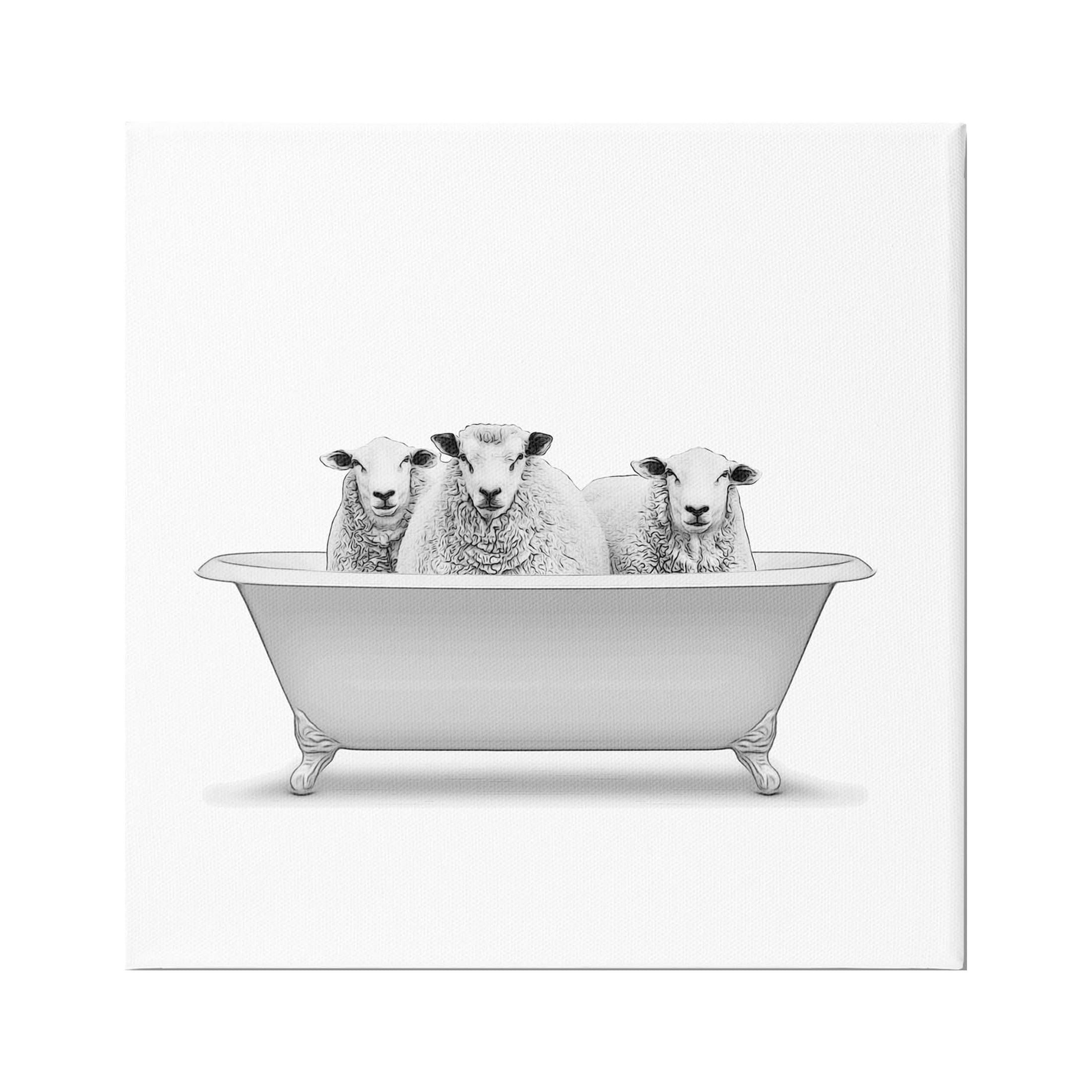 Stupell Industries Three Farm Sheep Antique Bathtub Graphic Art Gallery Wrapped Canvas Print Wall Art, Design by Annalisa Latella