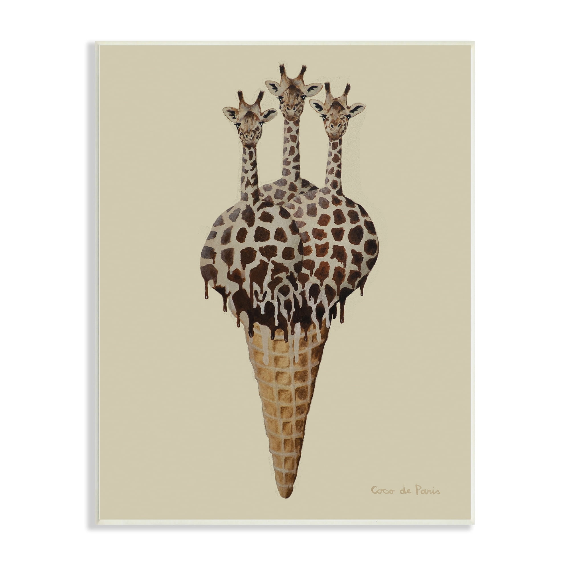 Stupell Industries Three Giraffes Ice Cream Scoop Waffle Cone , 10 x 15, Design by Coco de Paris