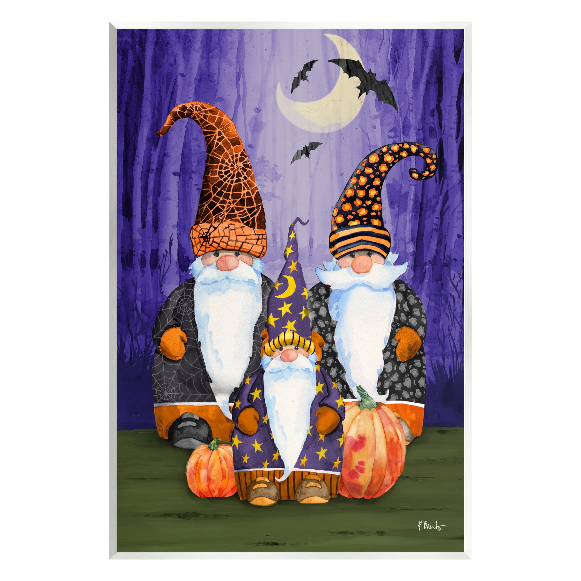 Stupell Industries Three Halloween Gnomes Holiday Painting Unframed Art Print Wall Art, 13 x 19