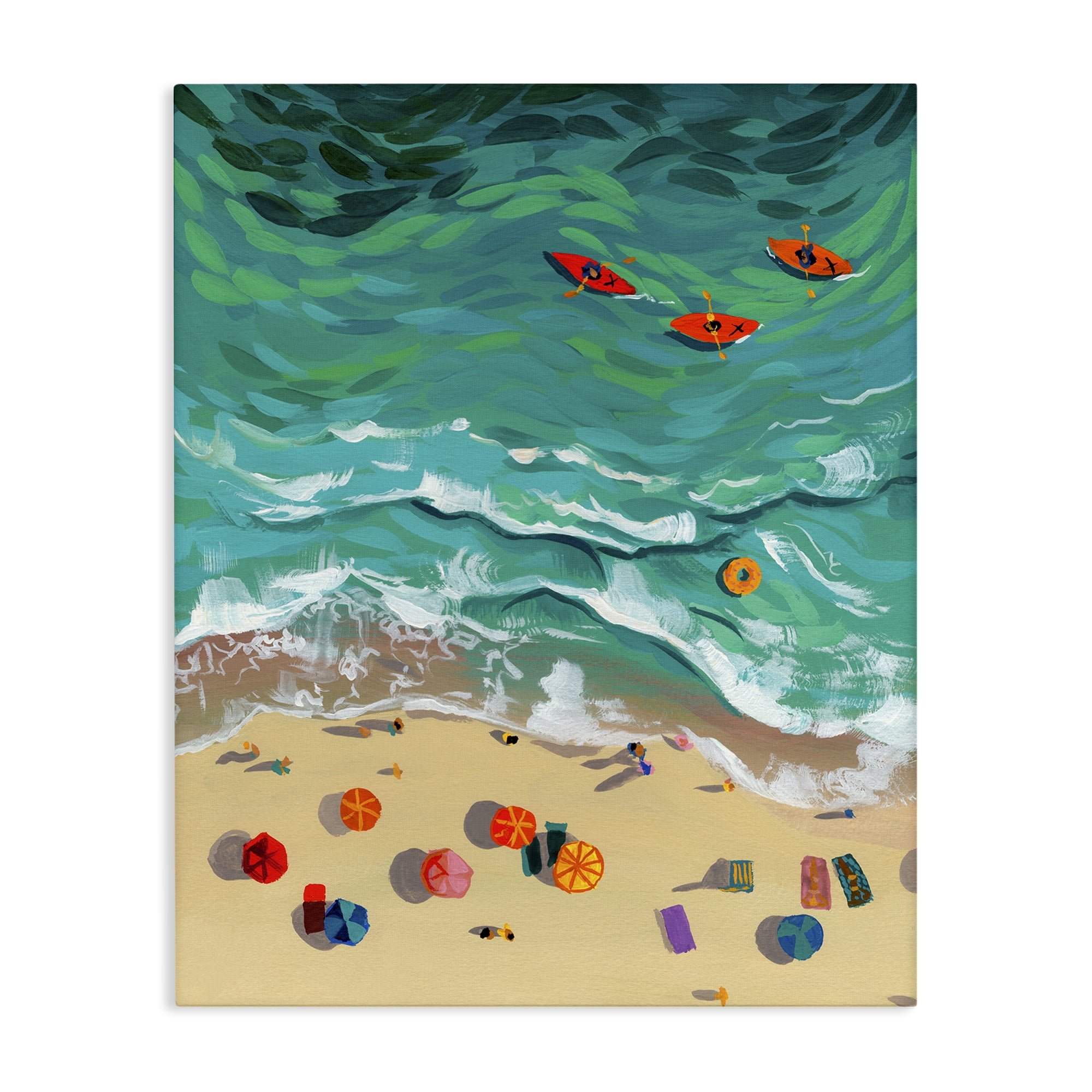 Stupell Industries Three Kayaks in Turquoise Waves Canvas Wall Art, design by Brook Page