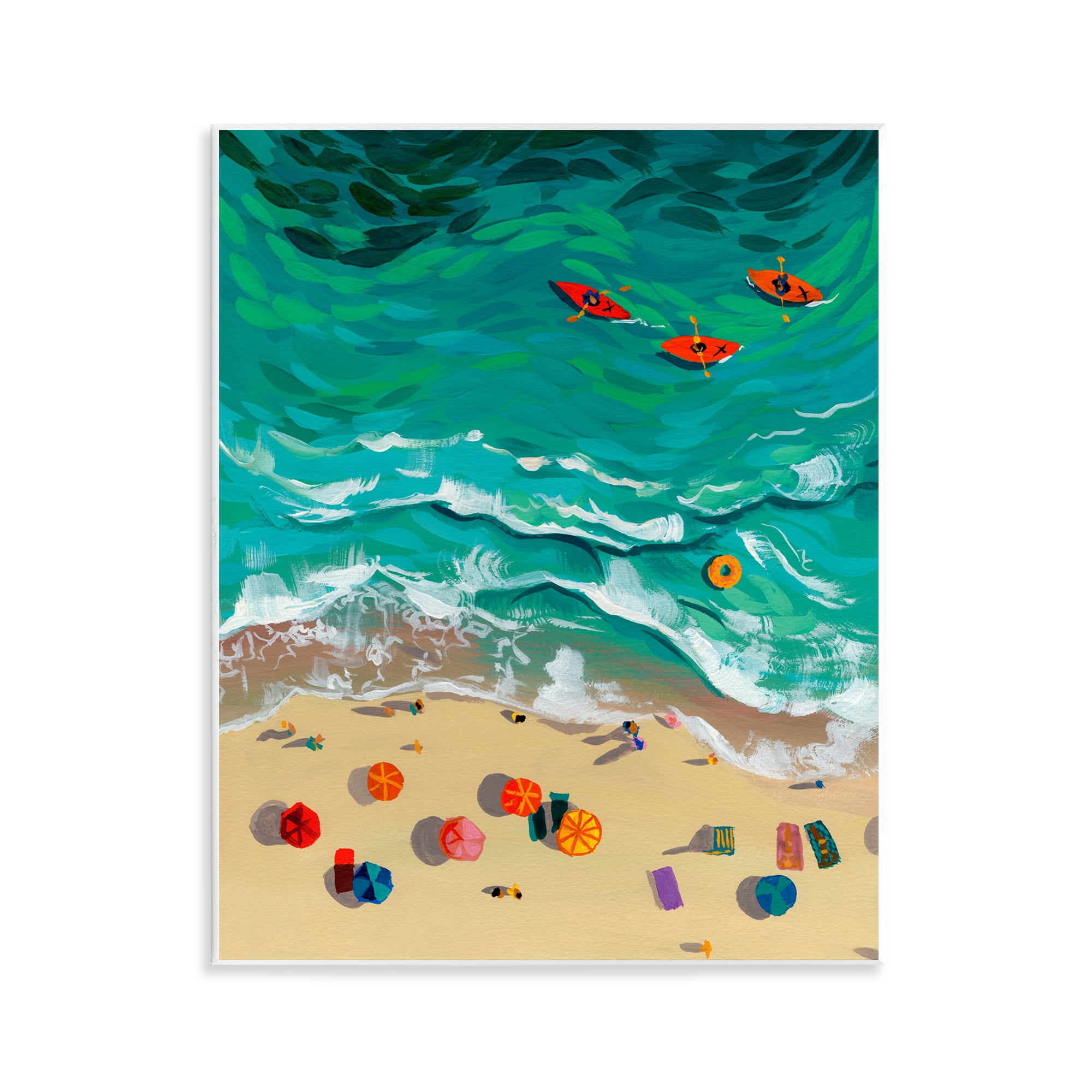 Stupell Industries Three Kayaks in Turquoise Waves Wall Plaque Art, design by Brook Page