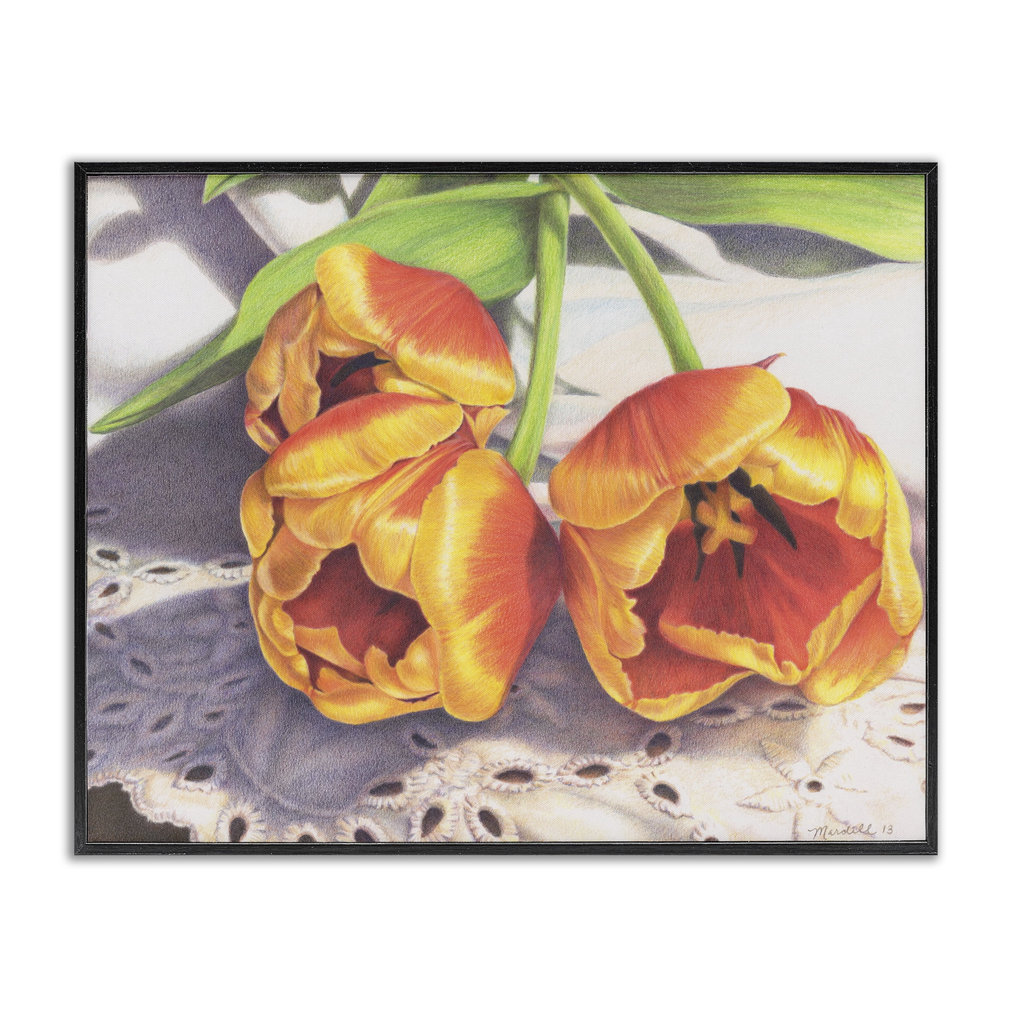 Stupell Industries Three Of A Kind Botanical & Floral Painting Black Framed Art Print Wall Art, 30 x 24