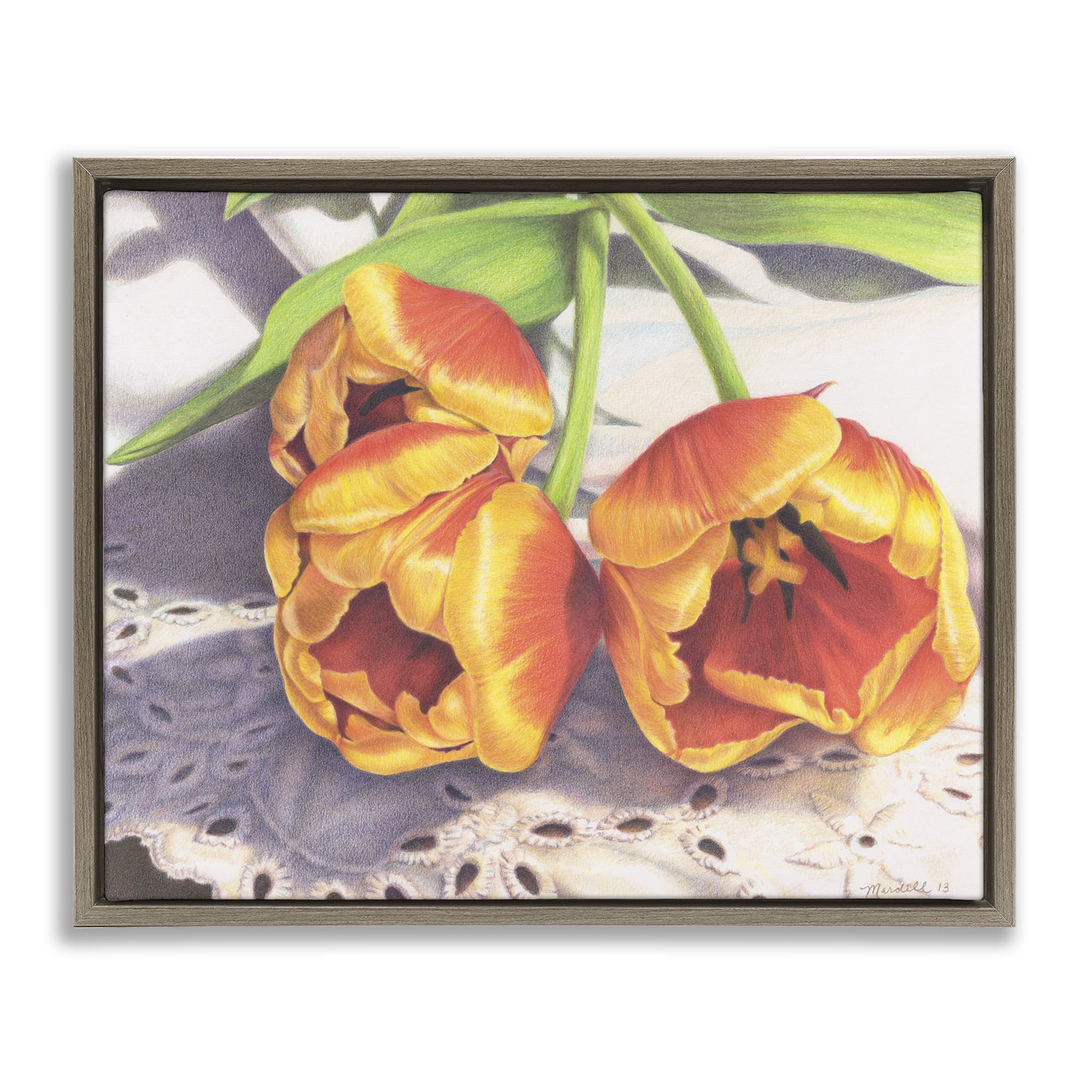 Stupell Industries Three Of A Kind Botanical & Floral Painting Brown Floater Framed Art Print Wall Art, 31 x 25