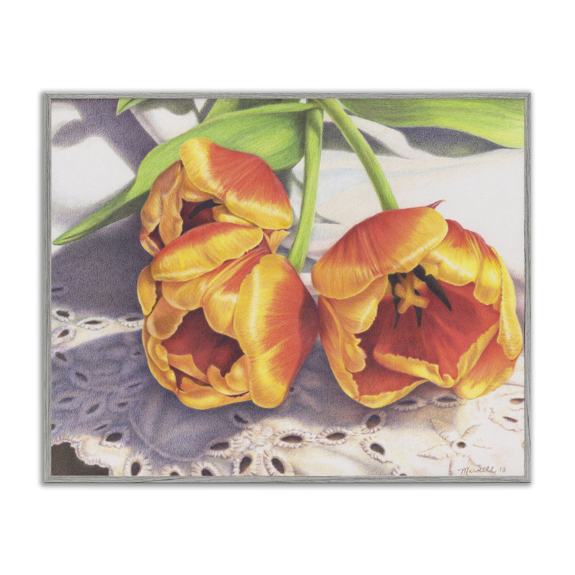 Stupell Industries Three Of A Kind Botanical & Floral Painting Gray Framed Art Print Wall Art, 14 x 11