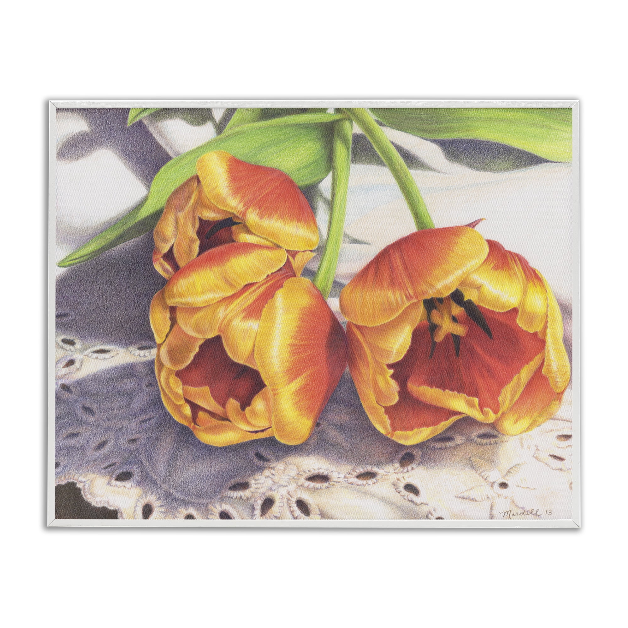 Stupell Industries Three Of A Kind Botanical & Floral Painting White Framed Art Print Wall Art, 30 x 24