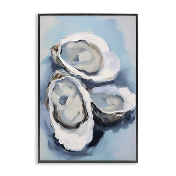 Stupell Industries Three Oyster Seashells Animals & Insects Painting Black Framed Art Print Wall Art, 12 x 18