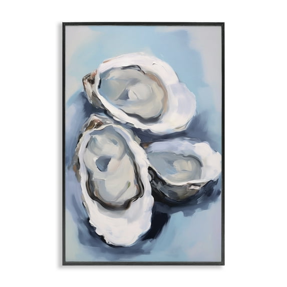 Stupell Industries Three Oyster Seashells Animals & Insects Painting Black Framed Art Print Wall Art, 12 x 18