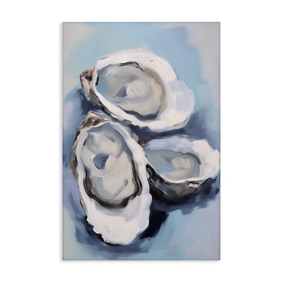 Stupell Industries Three Oyster Seashells Animals & Insects Painting Gallery Wrapped Canvas Art Print Wall Art, 20 x 30