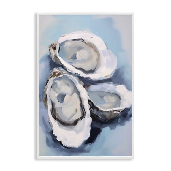 Stupell Industries Three Oyster Seashells Animals & Insects Painting White Framed Art Print Wall Art, 12 x 18