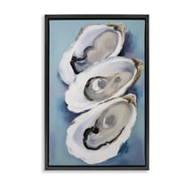 Stupell Industries Three Oyster Shells Animals & Insects Painting Black Floater Framed Canvas Art Print Wall Art, 17 x 25