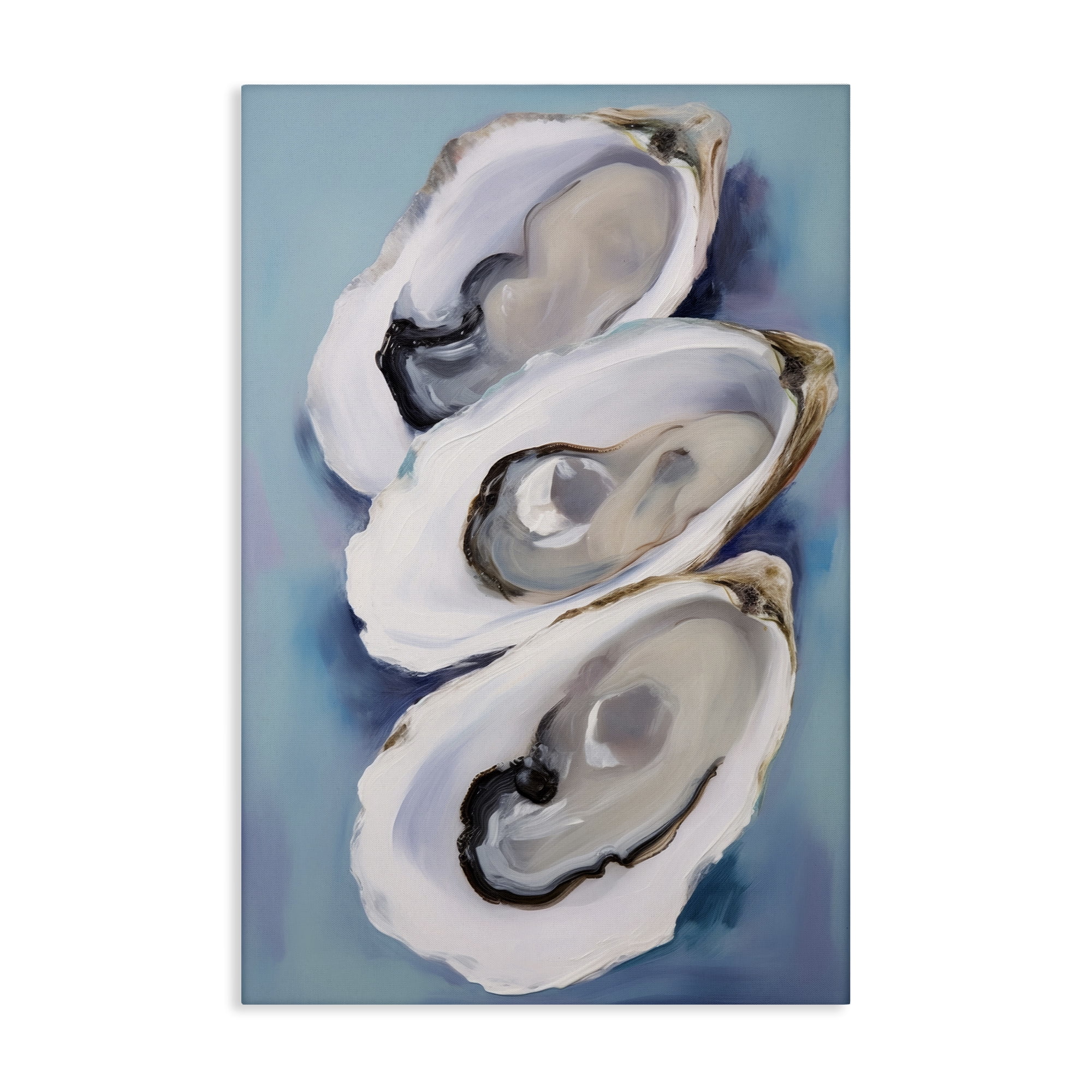 Stupell Industries Three Oyster Shells Animals & Insects Painting Gallery Wrapped Canvas Art Print Wall Art, 20 x 30
