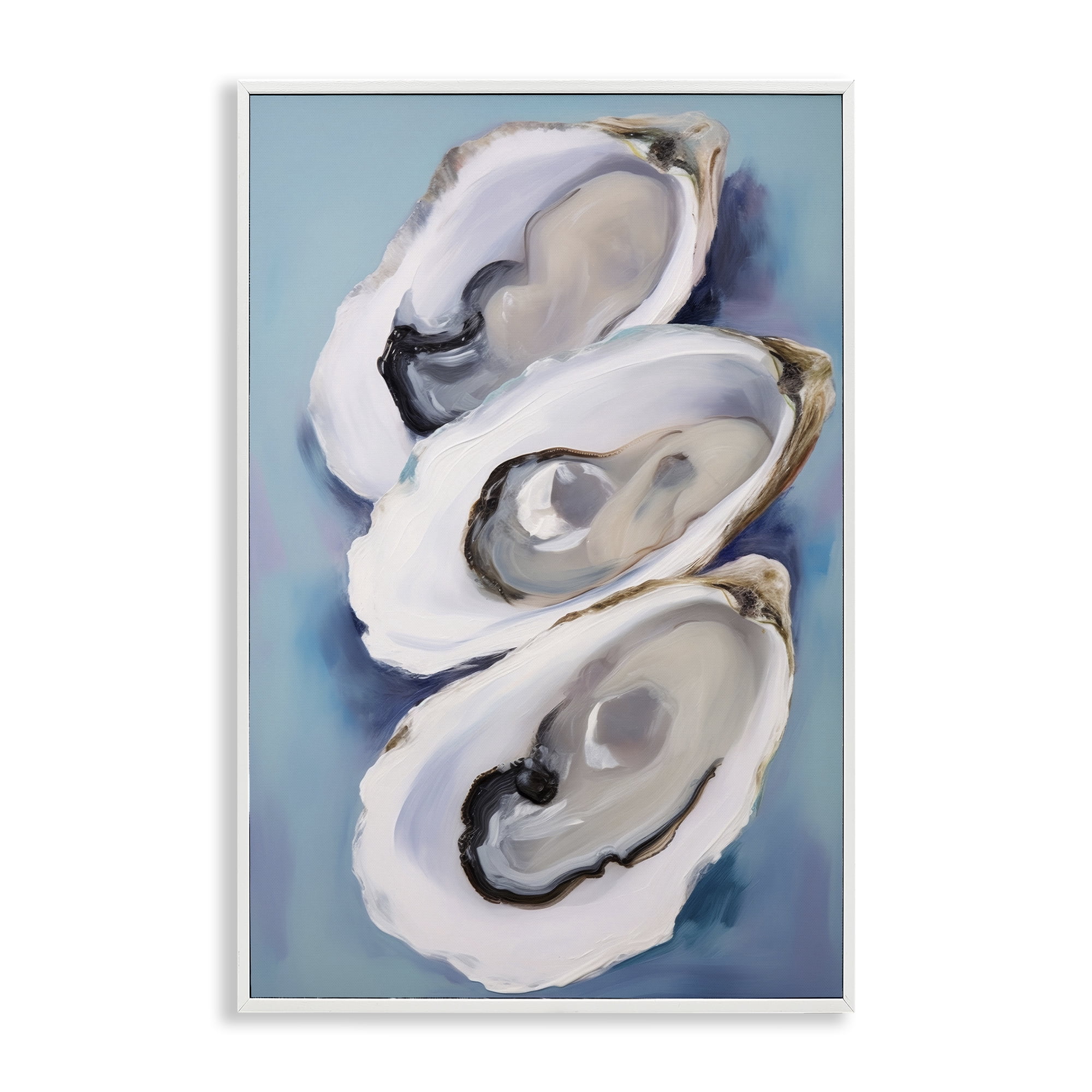 Stupell Industries Three Oyster Shells Animals & Insects Painting White Framed Art Print Wall Art, 20 x 30
