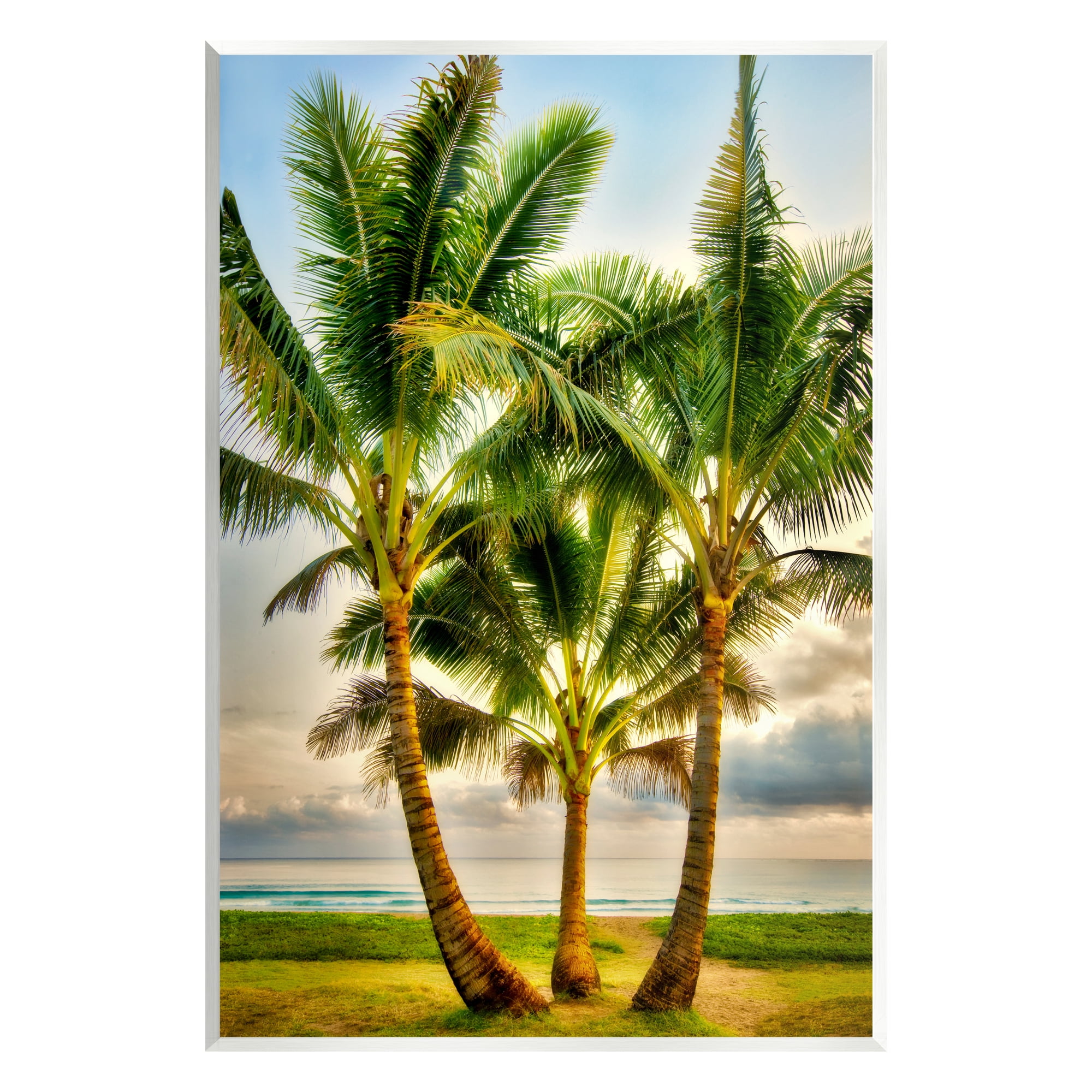 Stupell Industries Three Palm Trees on Beach Nature Painting Unframed ...