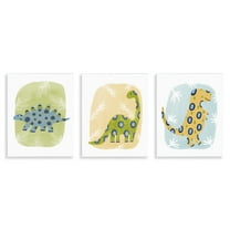 Stupell Industries Three Patterned Dinosaurs Animals Painting Unframed Art Print Wall Art, 11 x 14, Set of 3