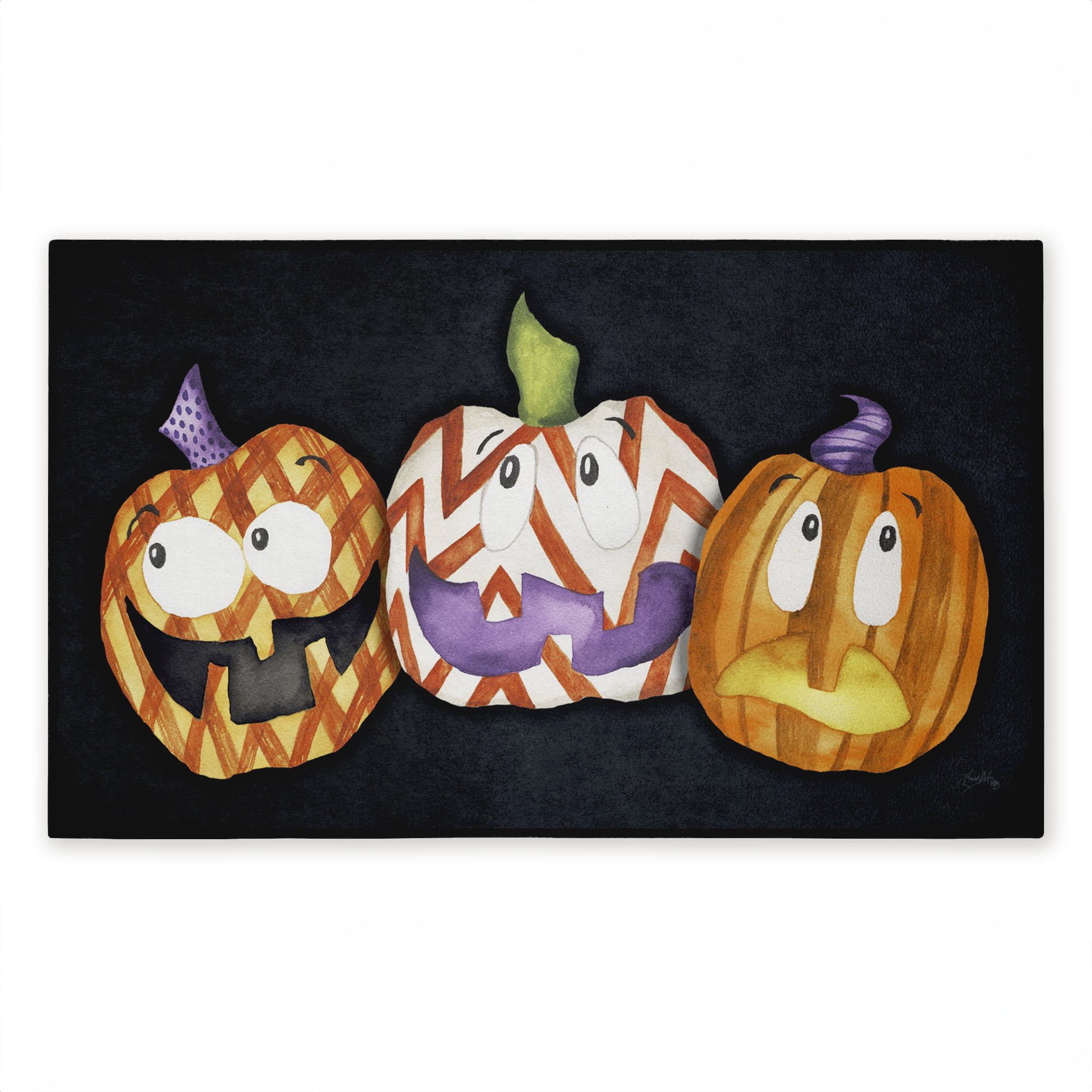 Stupell Industries Three Patterned Pumpkins Printed Outdoor Door Floor Mat, design by Elizabeth Medley