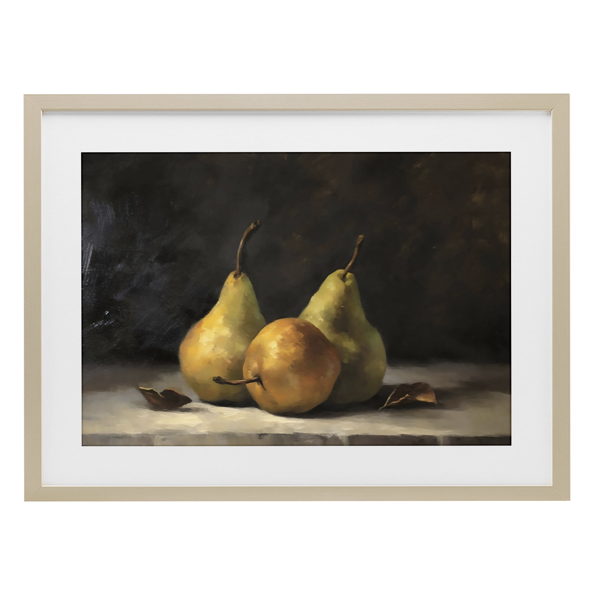 Stupell Industries Three Pears on Marble Birch Framed Print Under Glass, design by Creative Studio