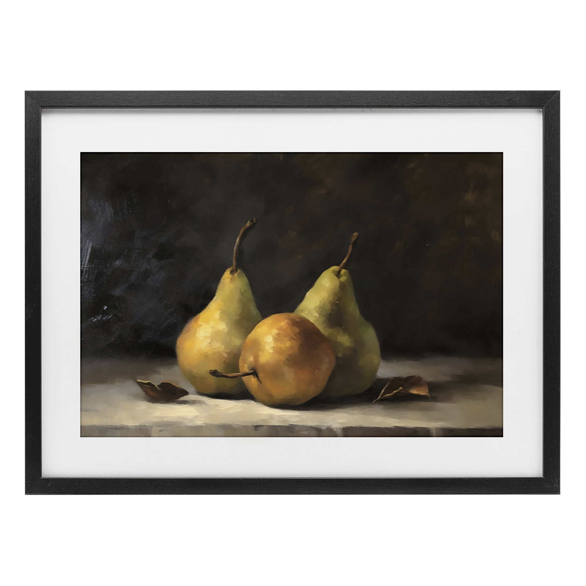 Stupell Industries Three Pears on Marble Black Framed Print Under Glass, design by Creative Studio