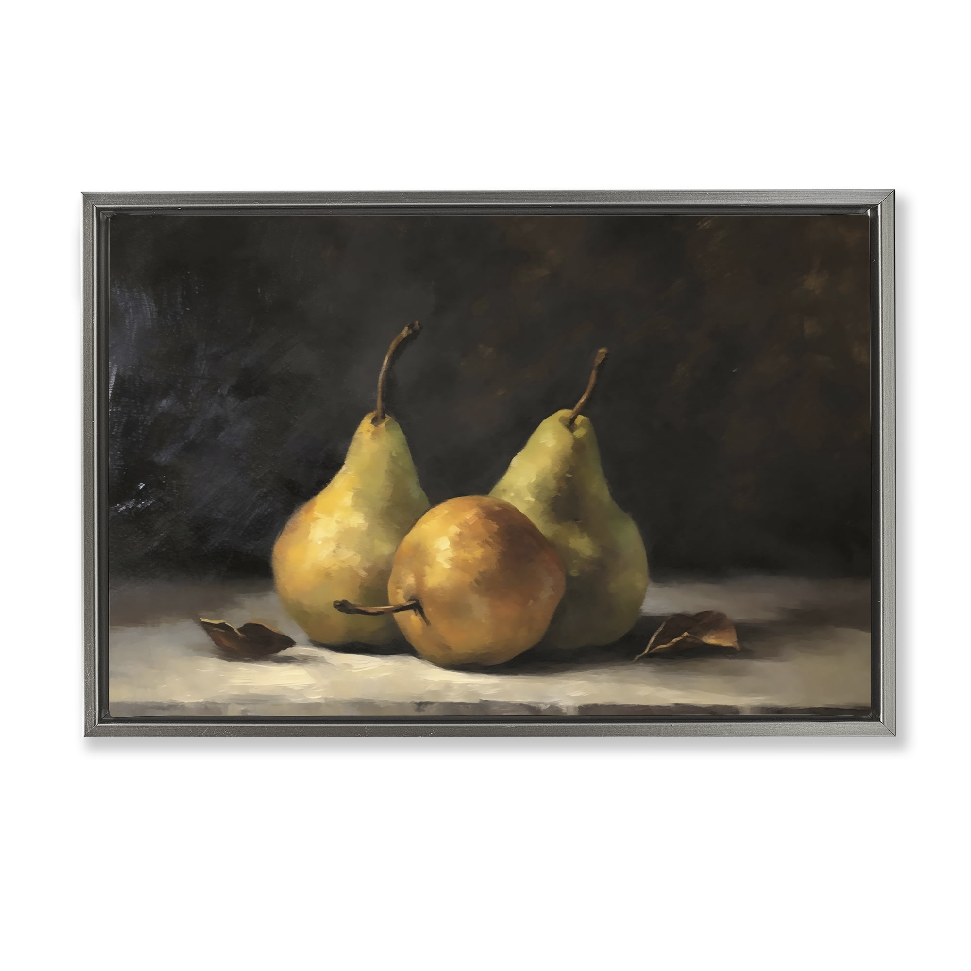 Stupell Industries Three Pears on Marble Gray Framed Floater Canvas Wall Art, design by Creative Studio