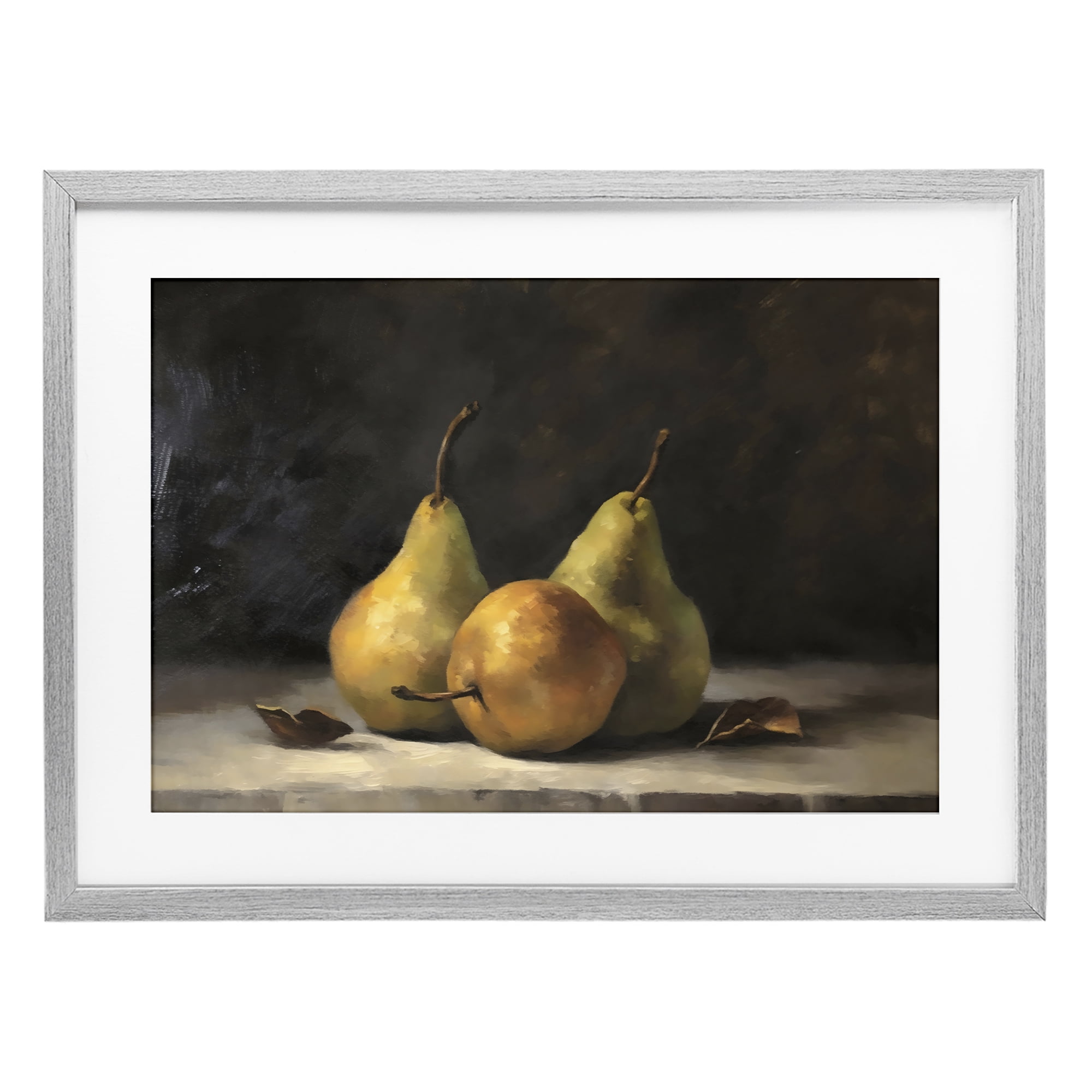 Stupell Industries Three Pears on Marble Gray Framed Print Under Glass, design by Creative Studio