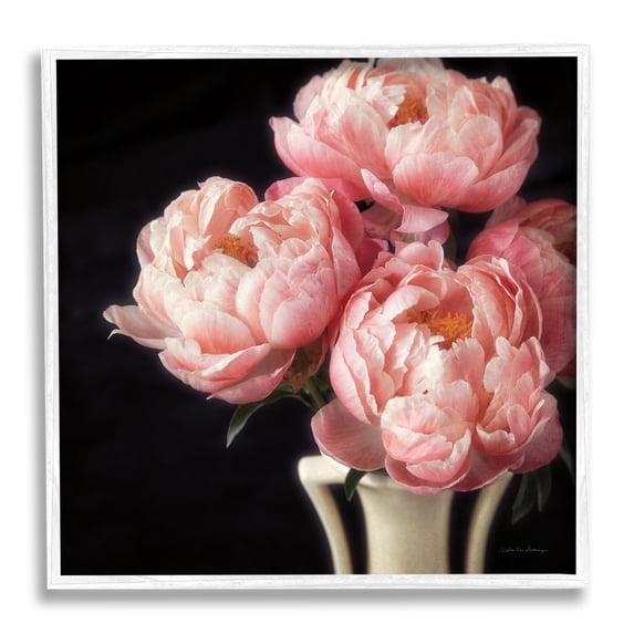 Stupell Industries Three Peonies Photography Botanical & Floral Photography White Framed Art Print Wall Art, 17 x 17