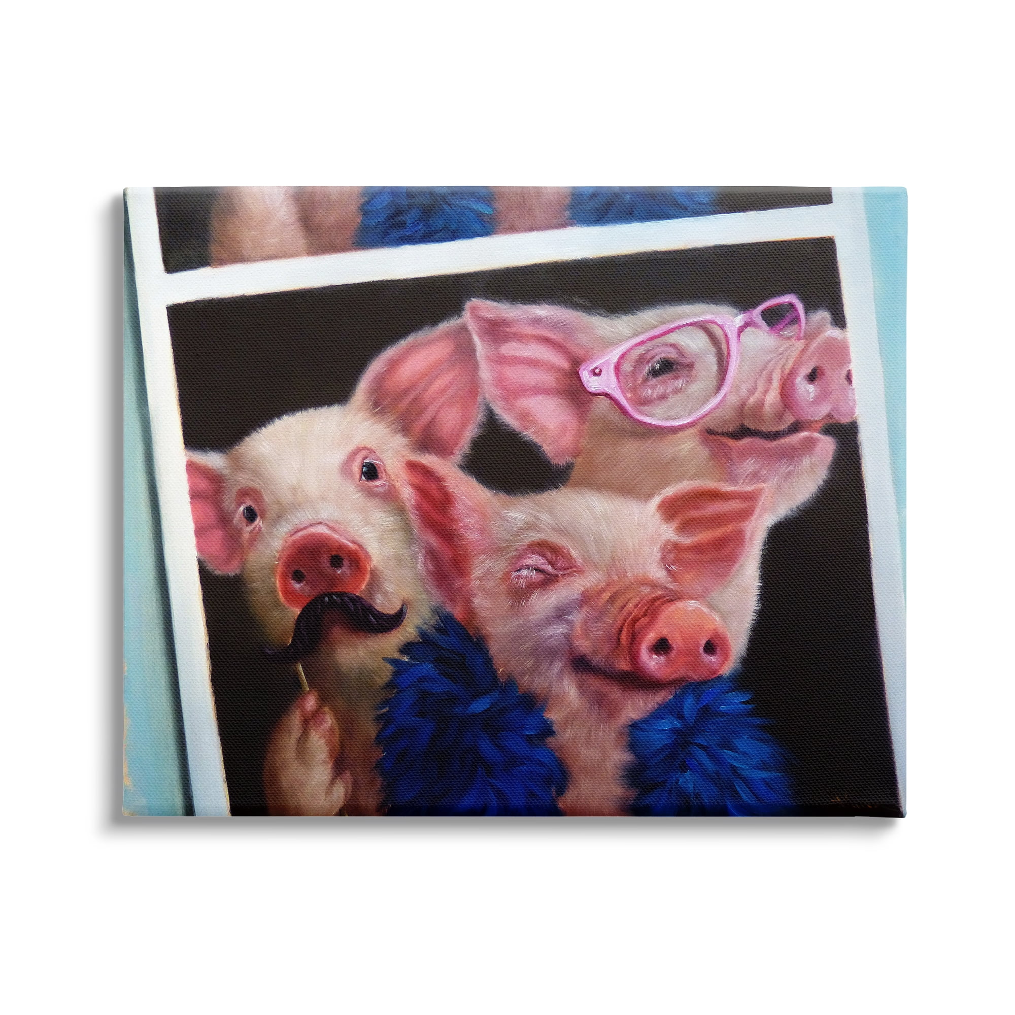 Stupell Industries Three Pigs Triplets Fashion Photo Booth Props Canvas Wall Art, 20 x 16, Design by Lucia Heffernan