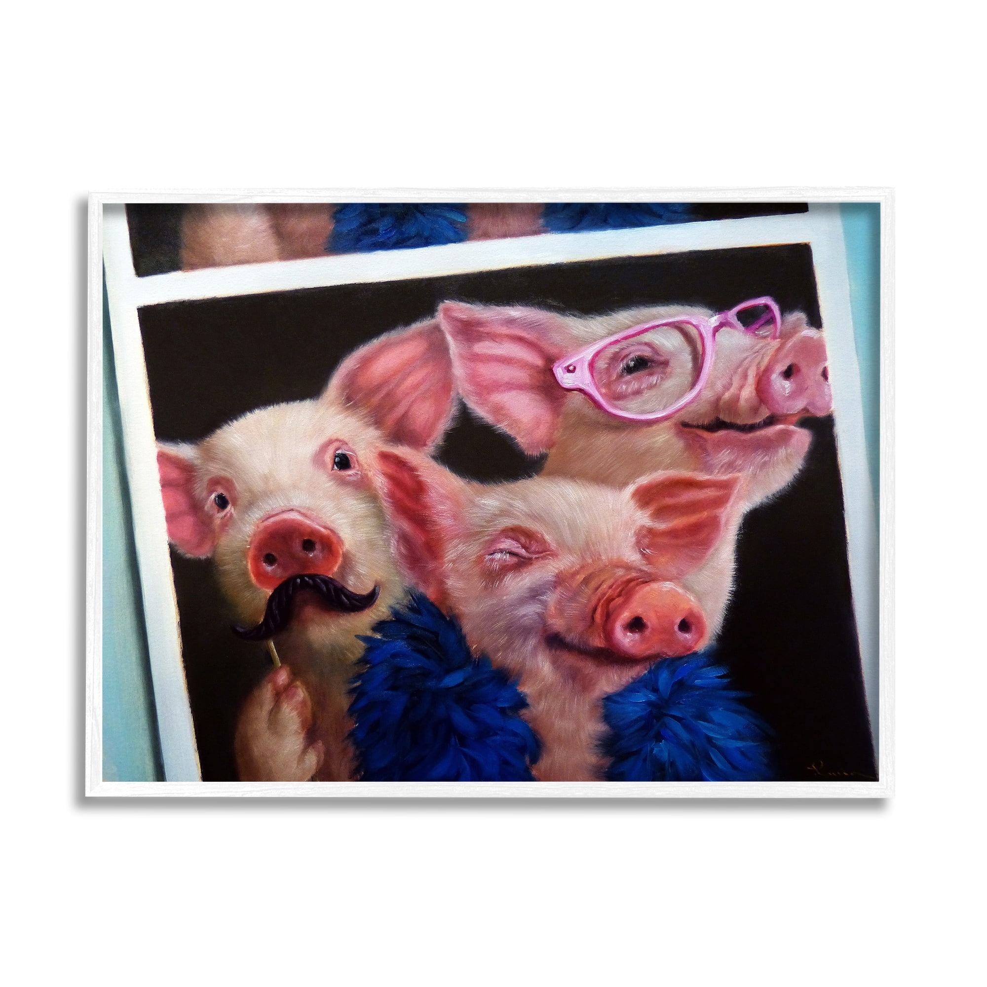 Stupell Industries Three Pigs Triplets Fashion Photo Booth Props Framed Wall Art, 14 x 11, Design by Lucia Heffernan