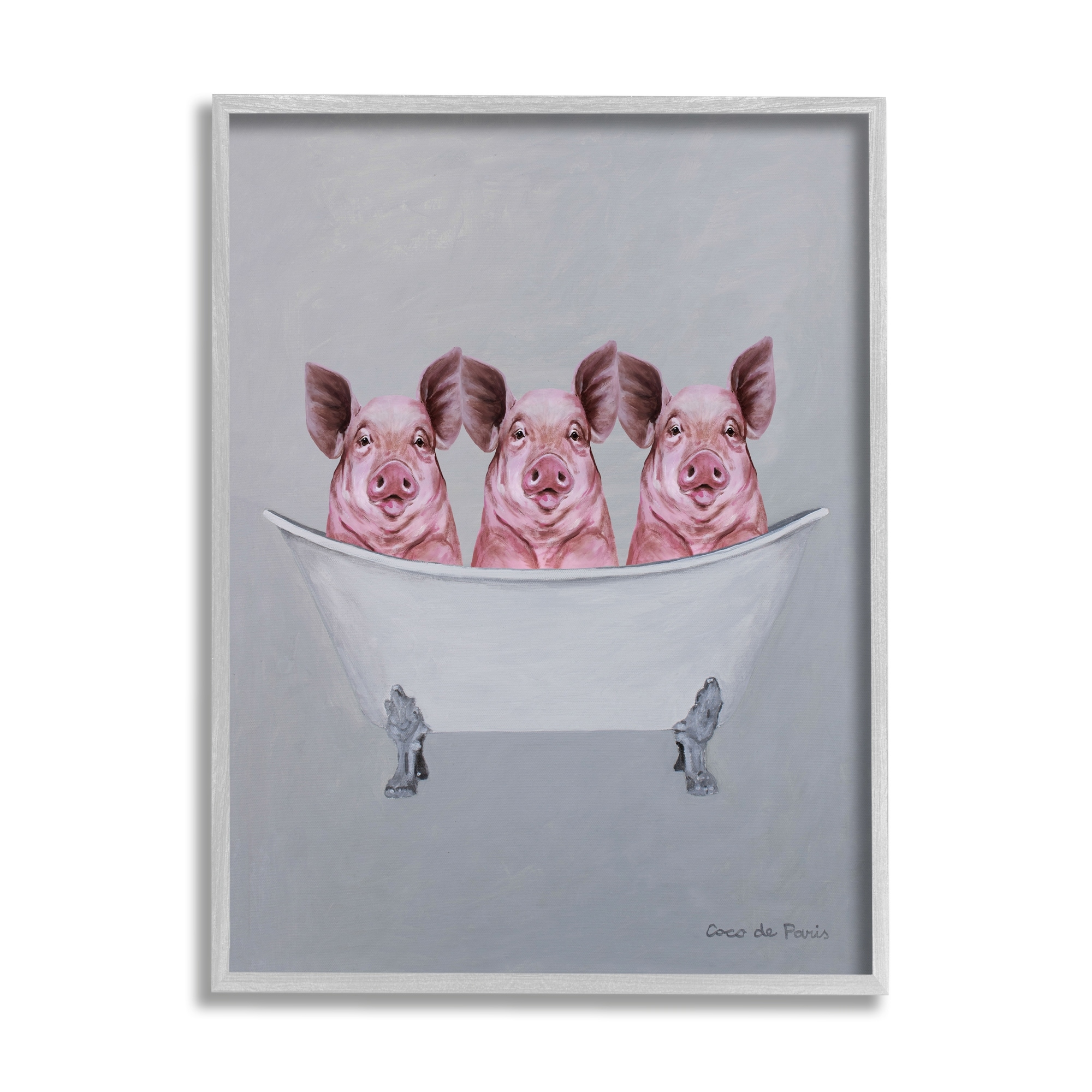 Stupell Industries Three Pink Pigs In Tub Adorable Bathroom Illustration , 11 x 14, Design by Coco de Paris