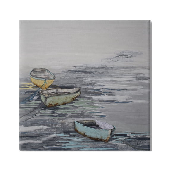 Stupell Industries Three Rowboats Floating Ocean Waves Layered Collage Painting Gallery Wrapped Canvas Print Wall Art, Design by Stacy Gresell