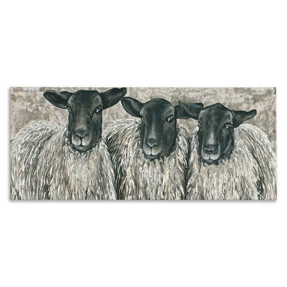 Stupell Industries Three Sheep Trio Rural Farm Animal Portrait Painting Gallery Wrapped Canvas Print Wall Art, Design by Hollihocks Art