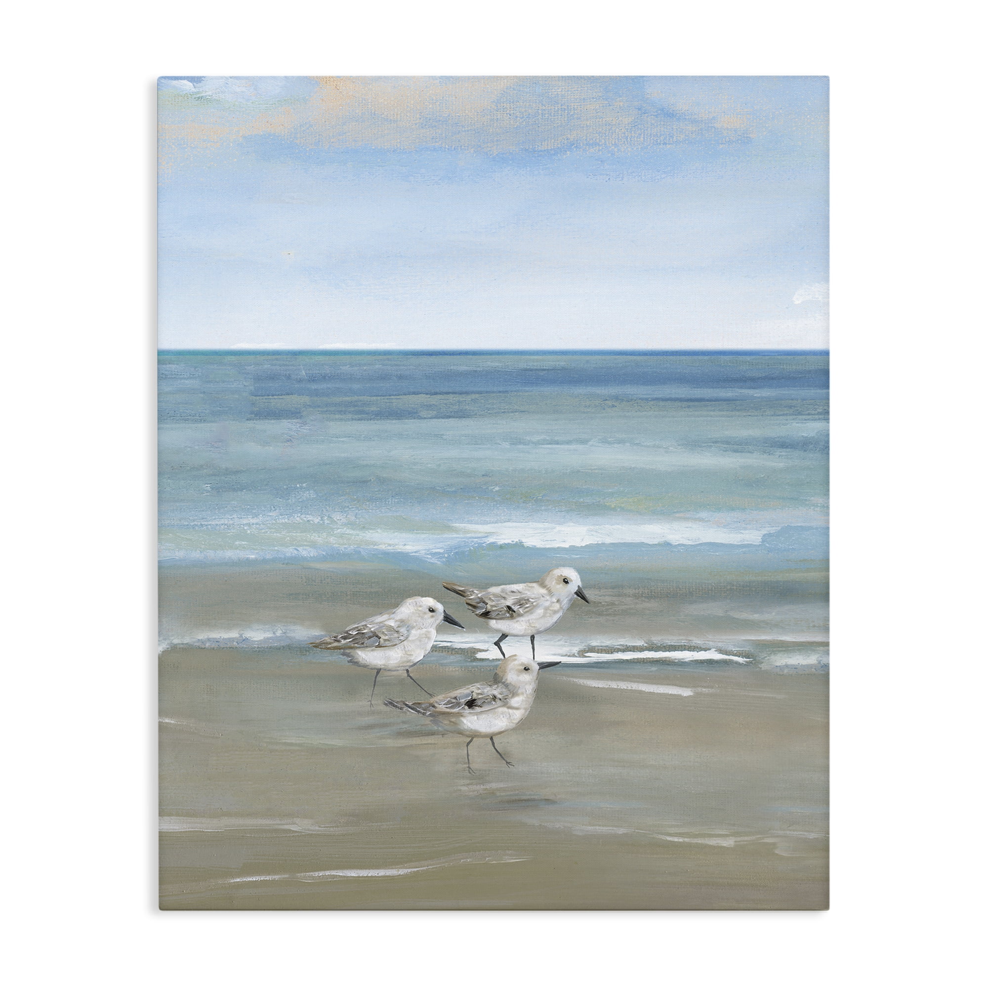 Stupell Industries Three Shorebirds & Gentle Waves Canvas Wall Art, design by Nan