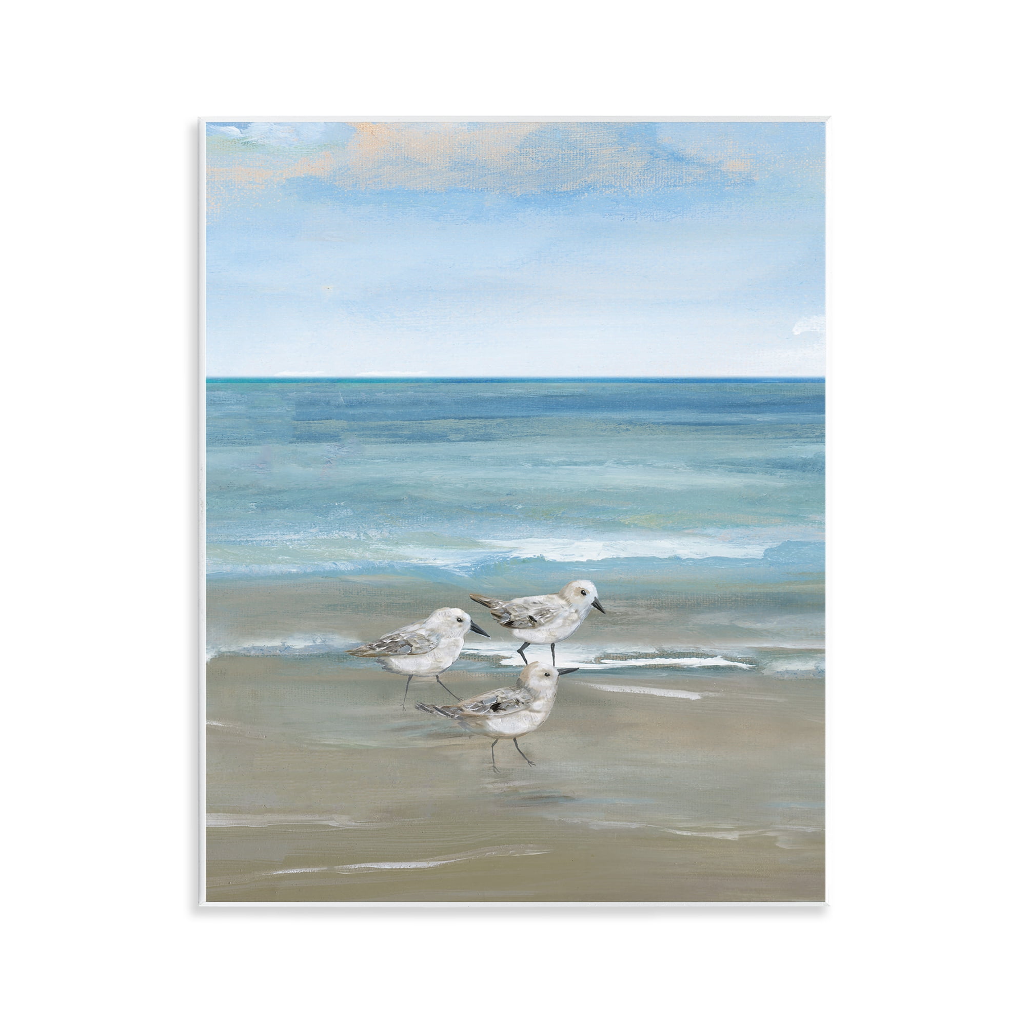 Stupell Industries Three Shorebirds & Gentle Waves Wall Plaque Art, design by Nan