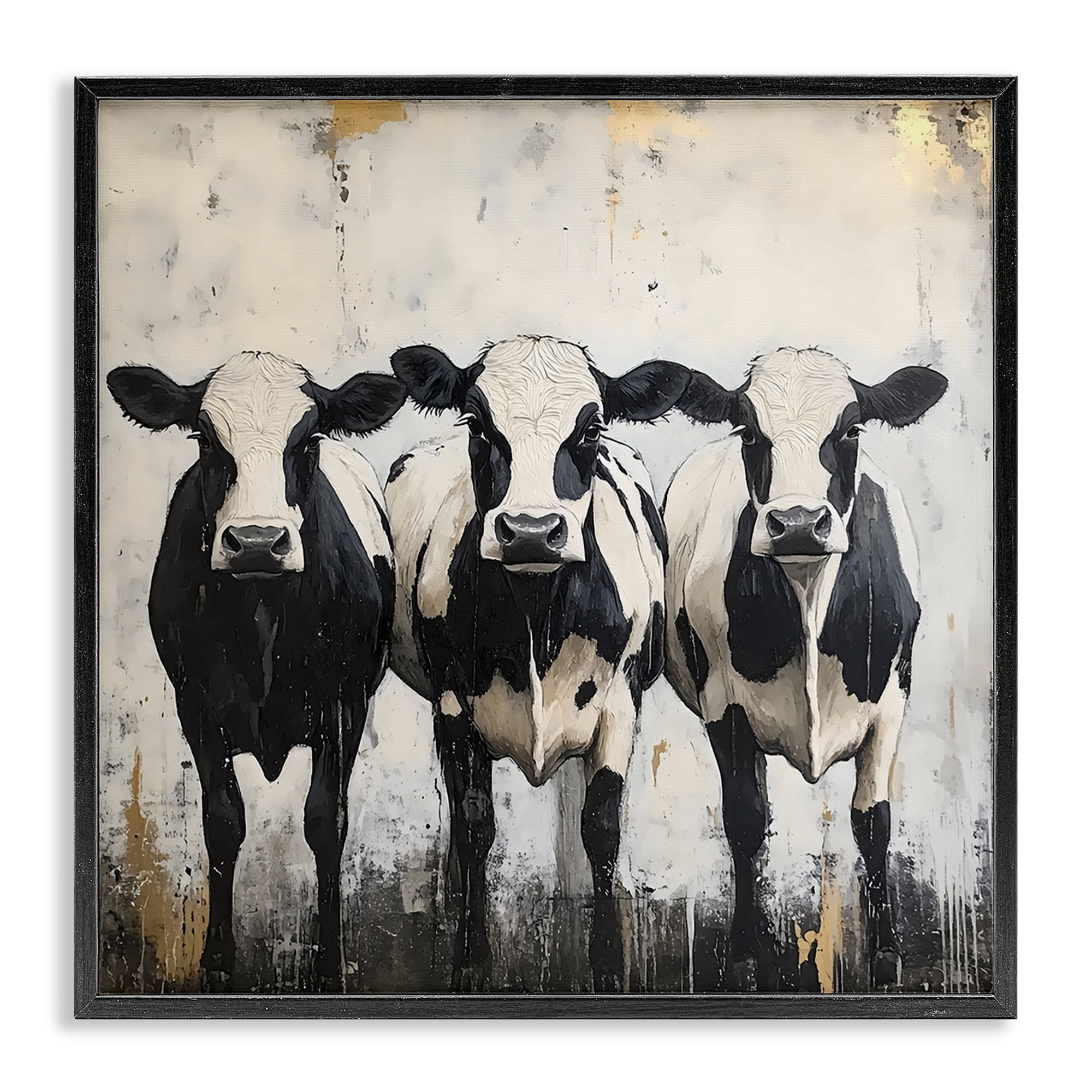 Stupell Industries Three Spotted Cows Black Framed Giclee Art, design by Creative Studio