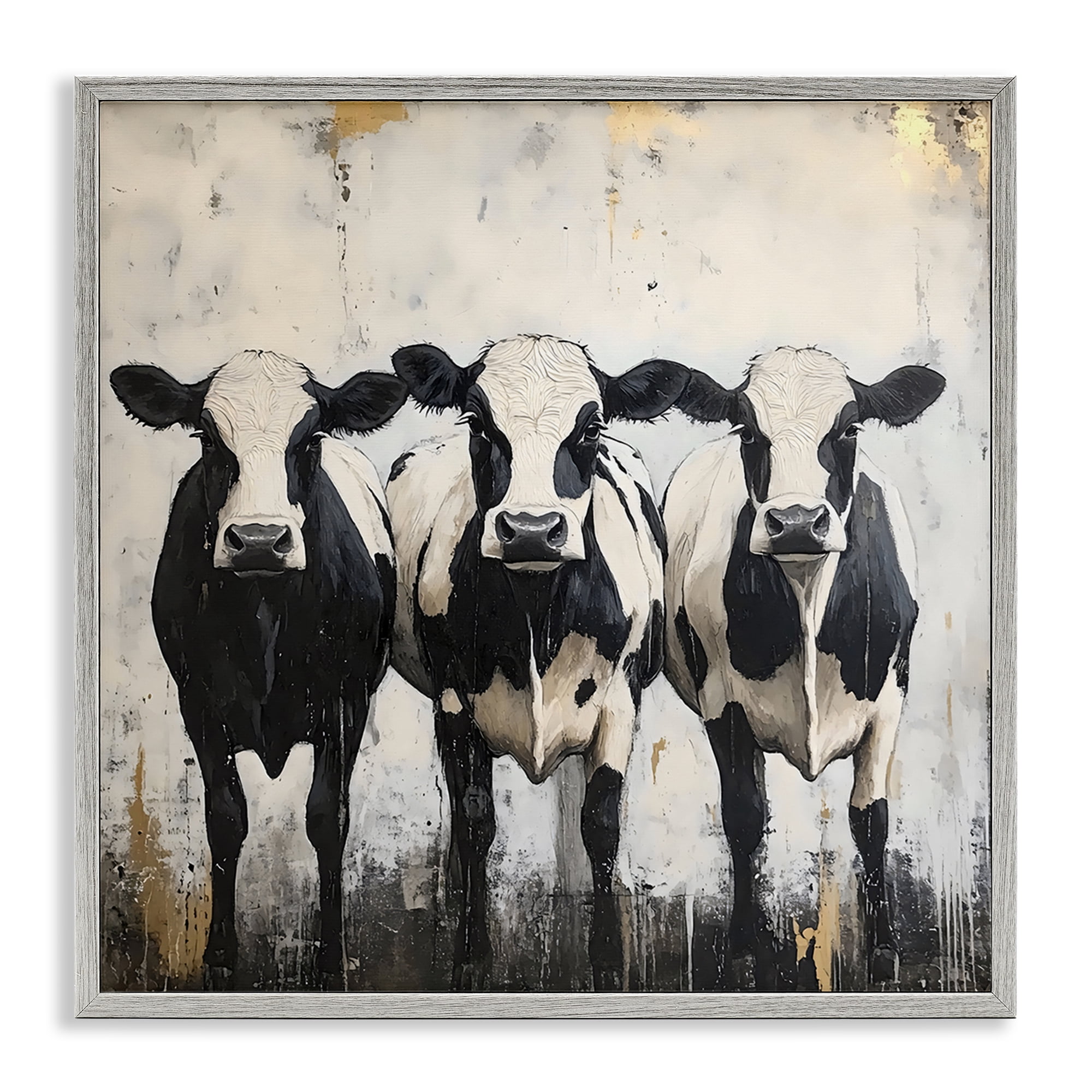 Stupell Industries Three Spotted Cows Gray Framed Giclee Art, design by Creative Studio
