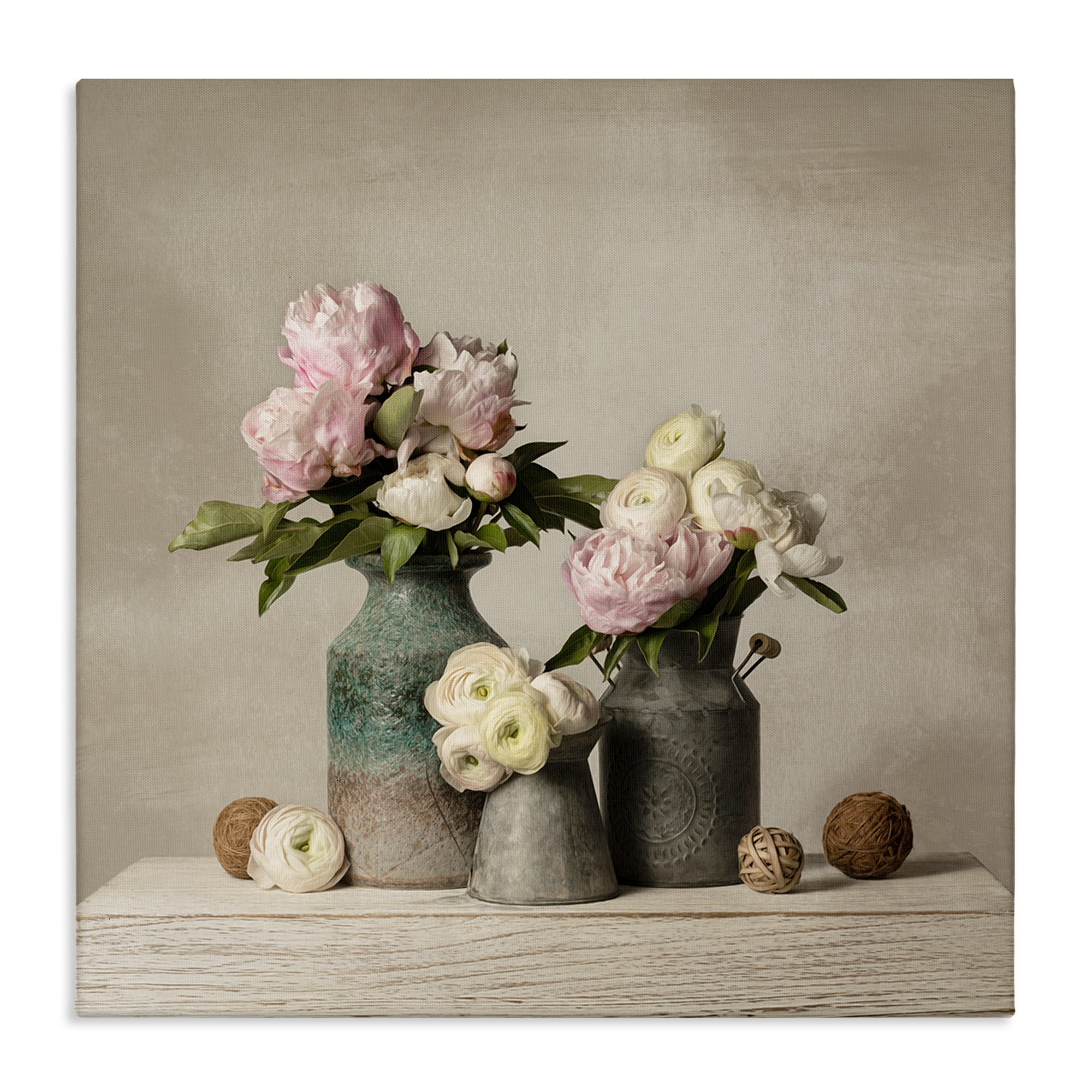 Stupell Industries Three Spring Blooms Plants & Flowers Painting Wrapped Canvas Art Print Wall Art, 30 x 30