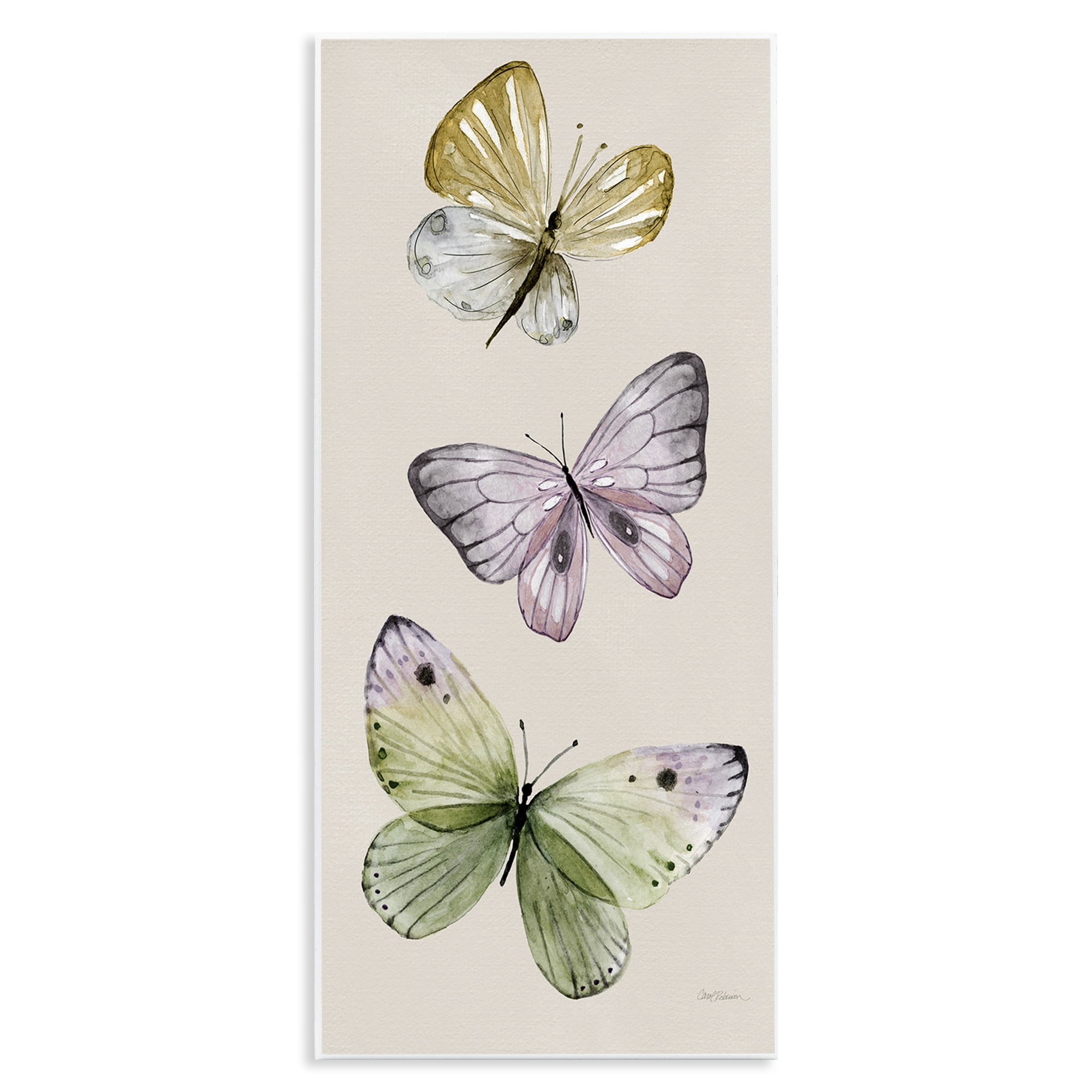 Stupell Industries Three Timeless Butterflies Animals & Insects Painting Unframed Art Print Wall Art, 7 x 17