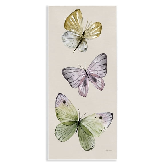 Stupell Industries Three Timeless Butterflies Animals & Insects Painting Unframed Art Print Wall Art, 7 x 17