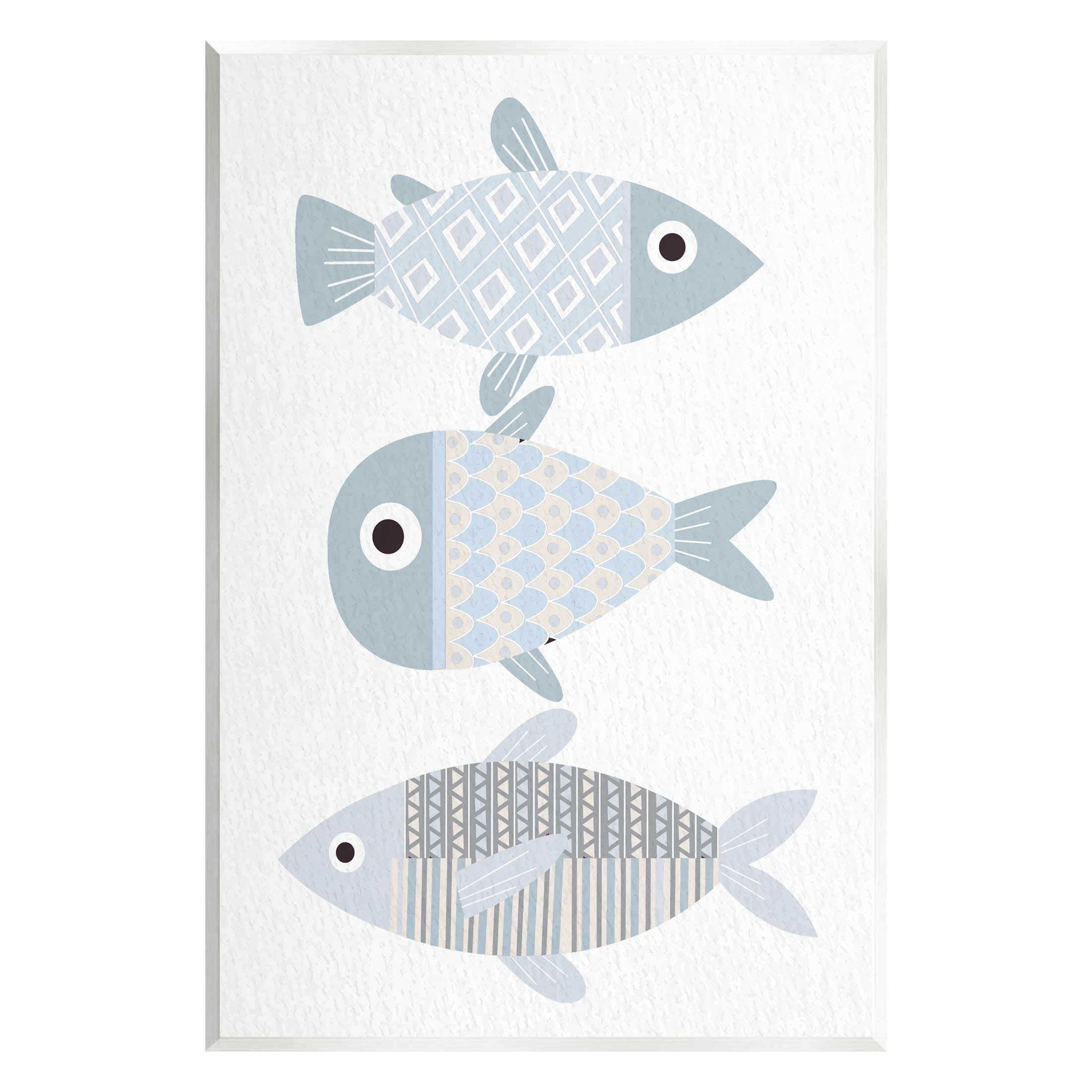 Stupell Industries Three Whimsical Patterned Fish Sea Life Graphic Art Unframed Art Print Wall Art, Design by Kim Allen