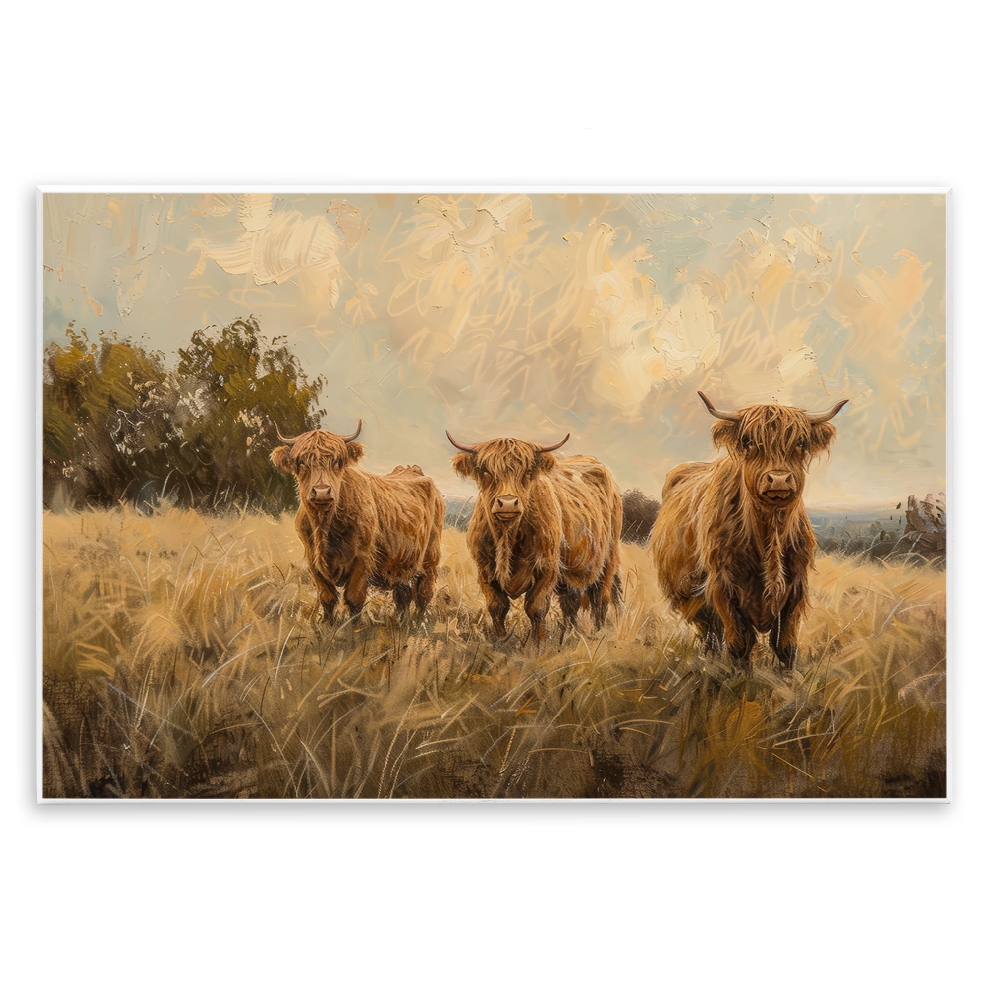 Stupell Industries Three's A Party Cattle Animals & Insects Painting Unframed Art Print Wall Art, 15 x 10
