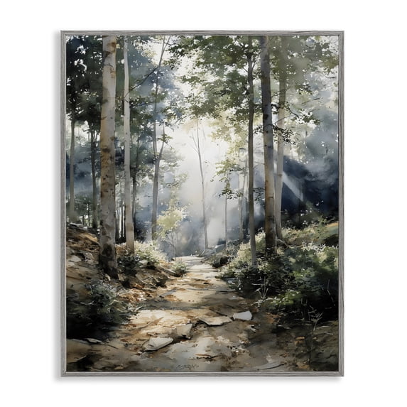 Stupell Industries Farmhouse Through The Woods Pathway Gray Framed Giclee Art, 11 x 14, by Franklyn Gregory