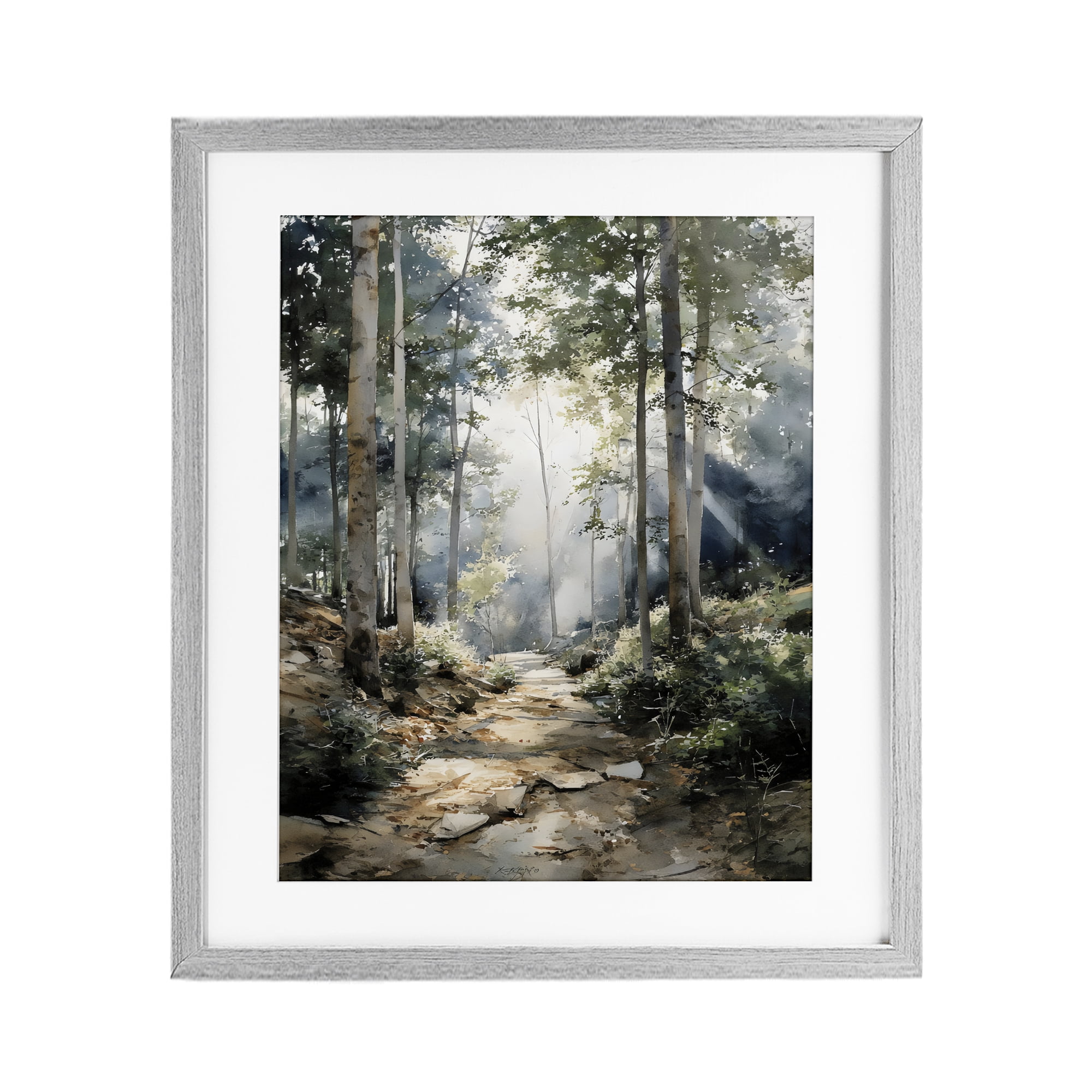 Stupell Industries Through The Woods Pathway Gray Framed Print Under Glass, design by Franklyn Gregory