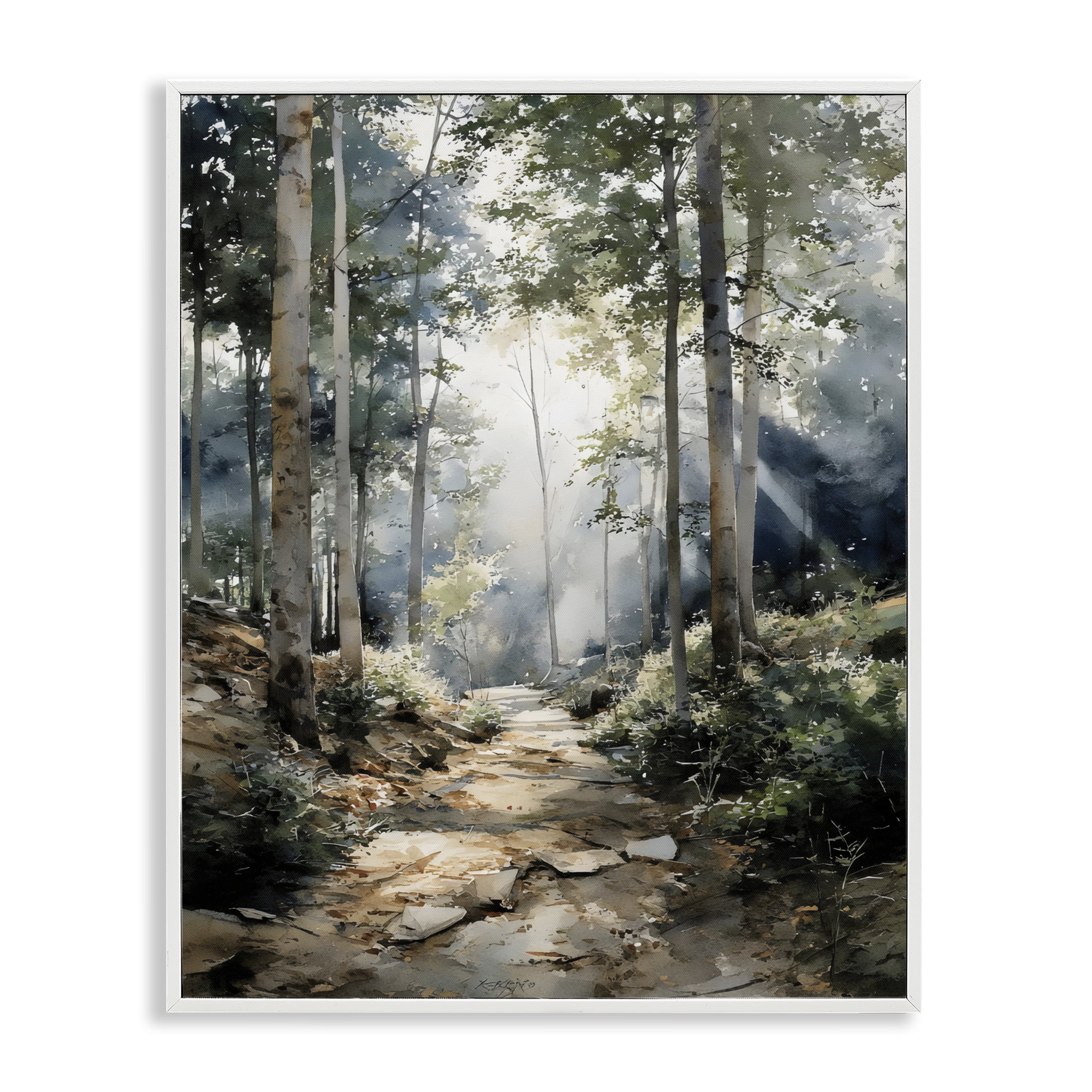 Stupell Industries Through The Woods Pathway White Framed Giclee Art, design by Franklyn Gregory