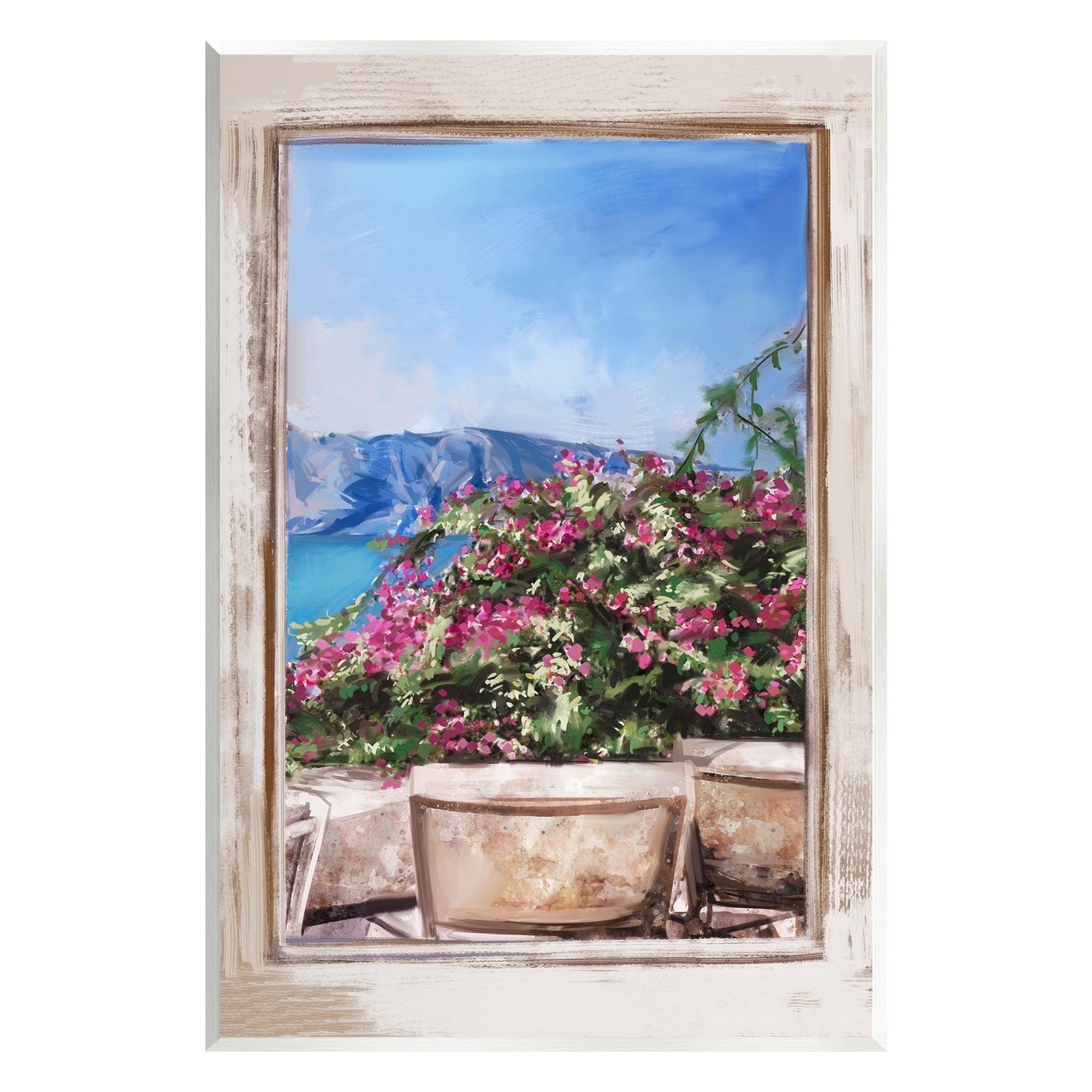 Stupell Industries Through Window View Seaside Flower Garden Scene Painting Unframed Art Print Wall Art, Design by Ziwei Li